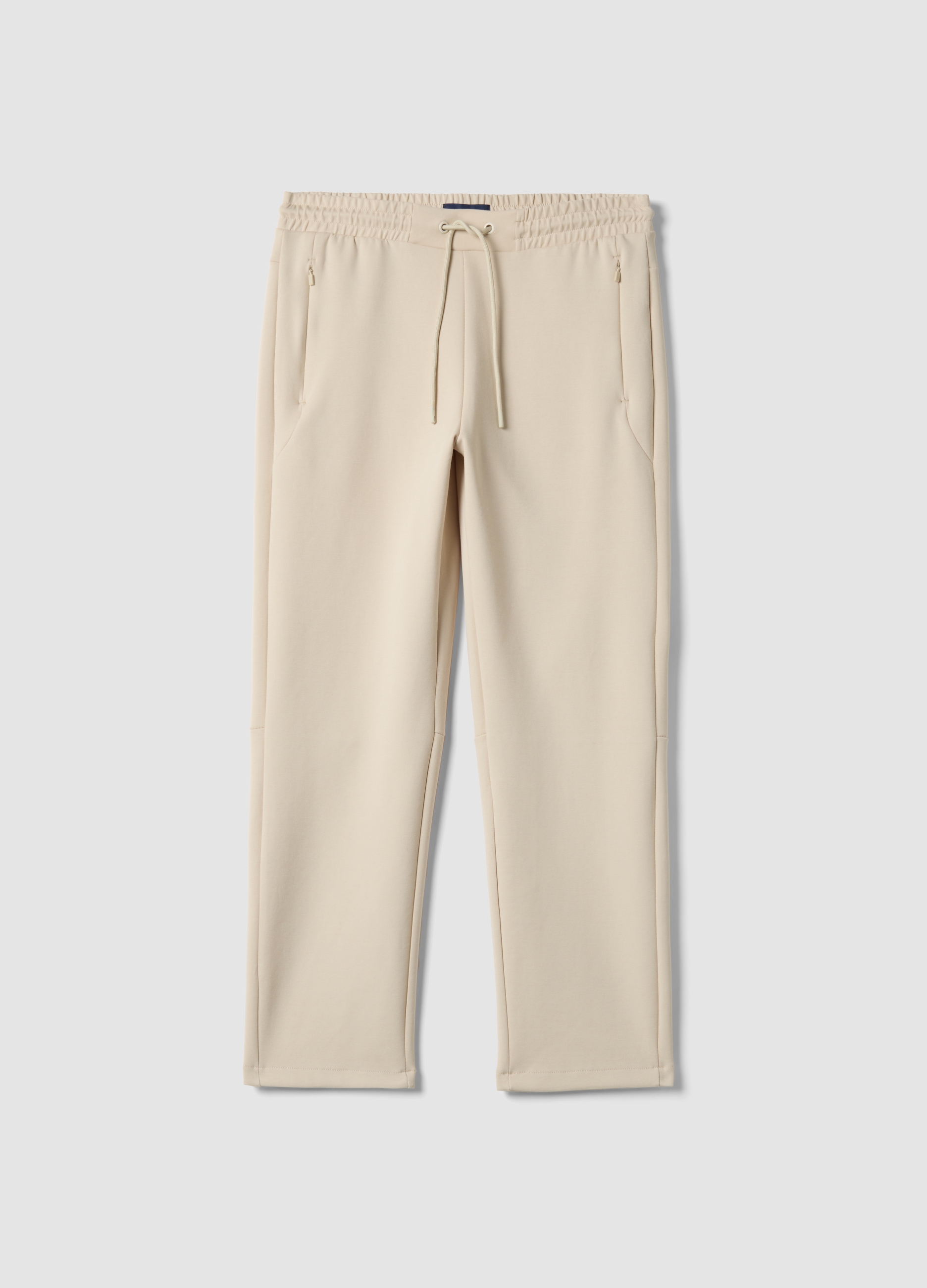 Piombo Tech, Joggers Beige De Mezcla De Algodón Elástico, Ajuste Regular, Hombre, Beige Claro, Talla: 36