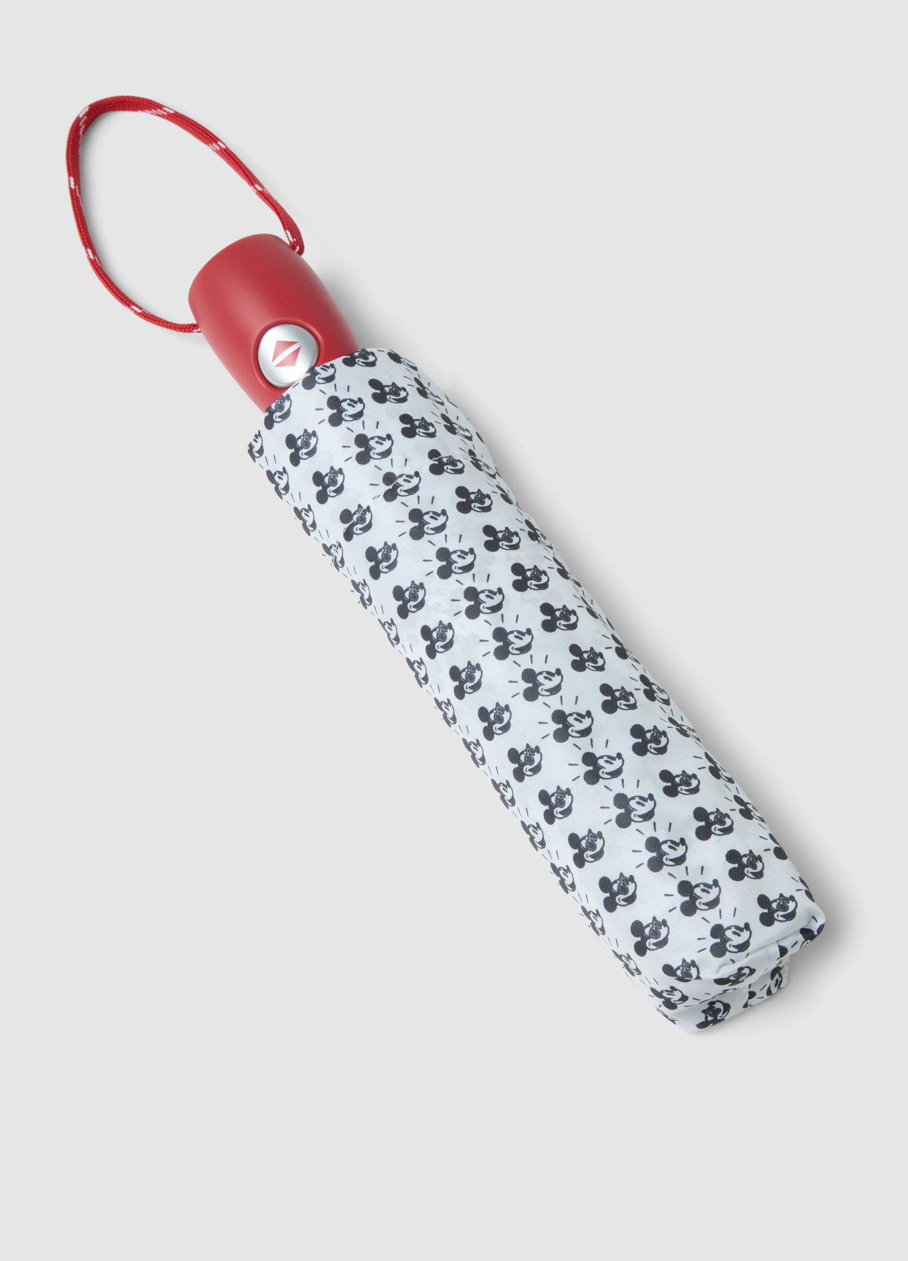 DISNEY, Paraguas Multicolor Con Estampados De Mickey Mouse Y Mango Rojo, Mujer, Blanco/negro, Talla: FASUL