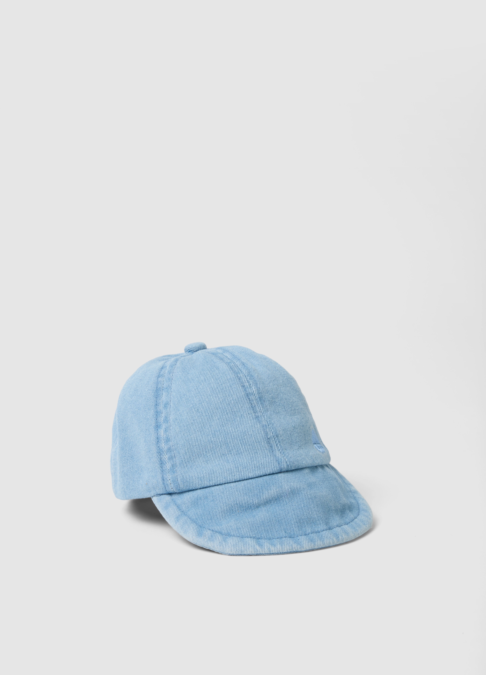 FAGOTTINO, Gorra Infantil De Denim Azul Puro Algodón Con Bordado De Barco, Niño, Azul claro, Talla: 42-44