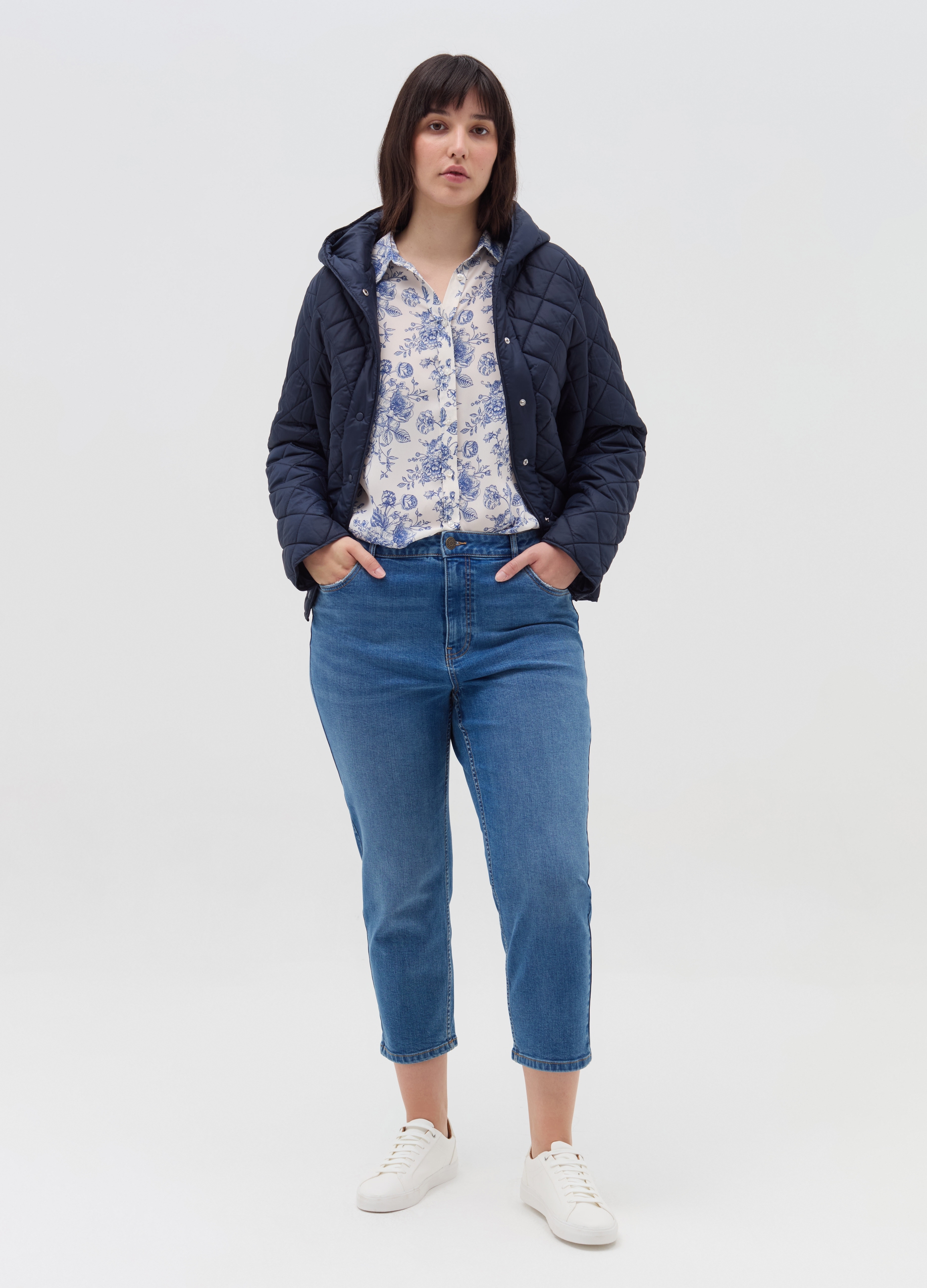 MYA, Piumino Trapuntato A Rombi Curvy, Donna, Blu, Taglia: S