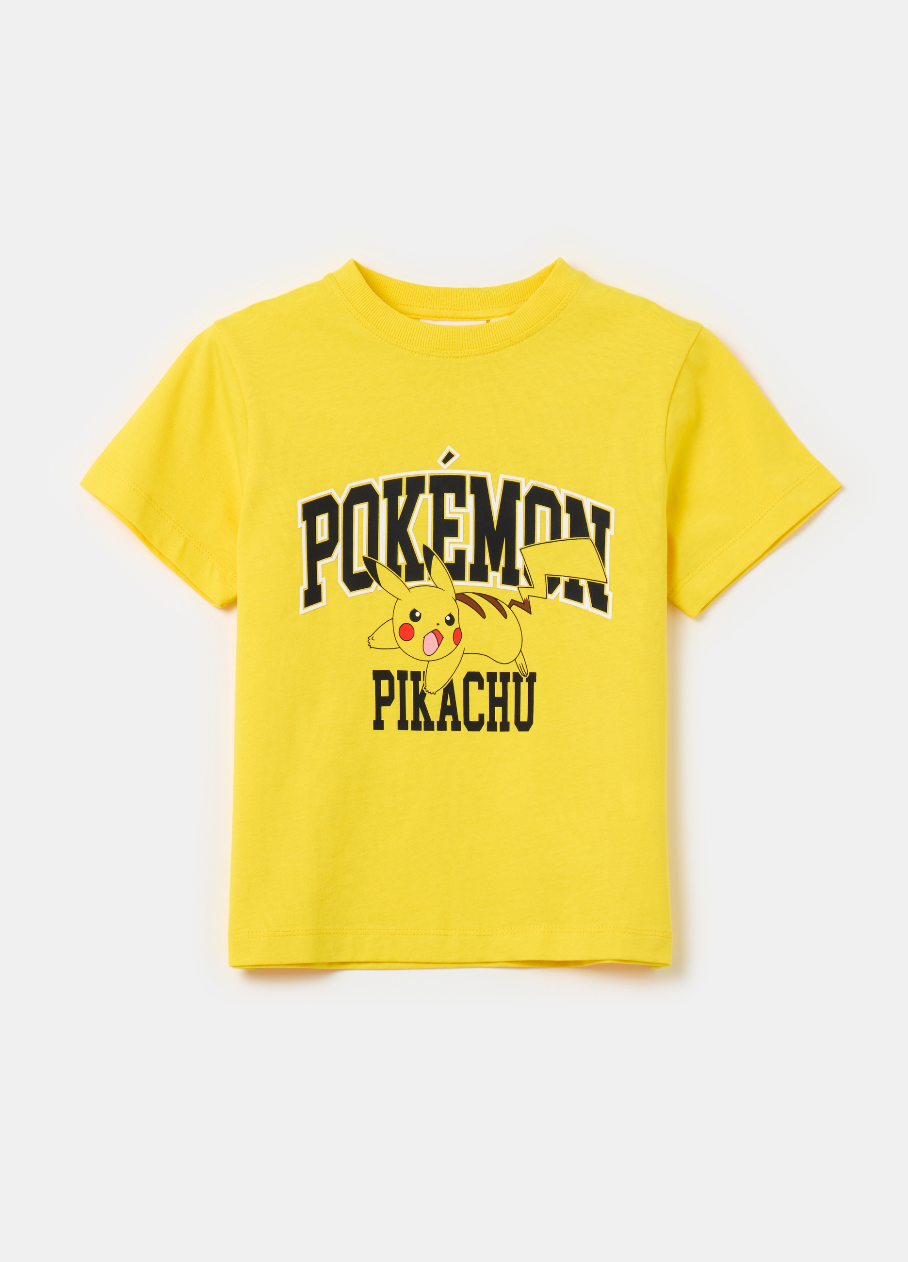 OVS, T-shirt Con Stampa Pokemon Pikachu, Bambino, Giallo, Taglia: 8-9