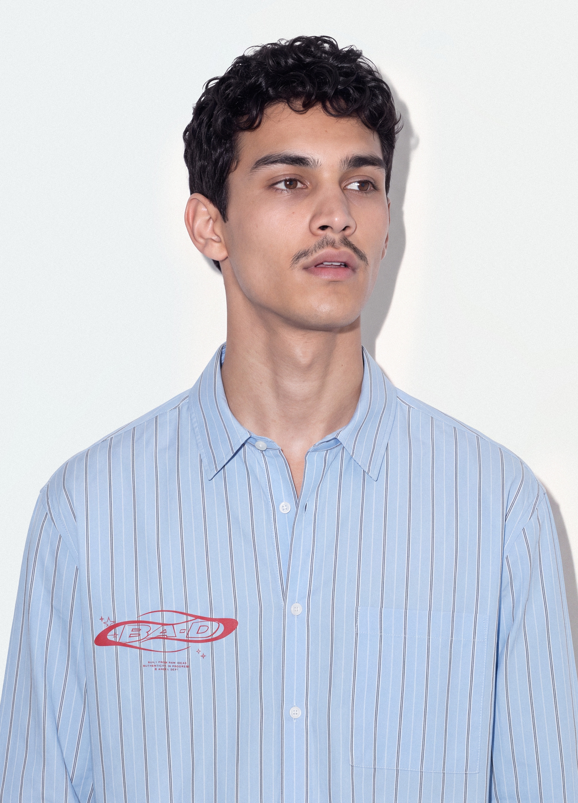 B.ANGEL, Camicia Azzurra Cropped In Puro Cotone A Righe Over Fit, Uomo, Azzurro, Taglia: XS