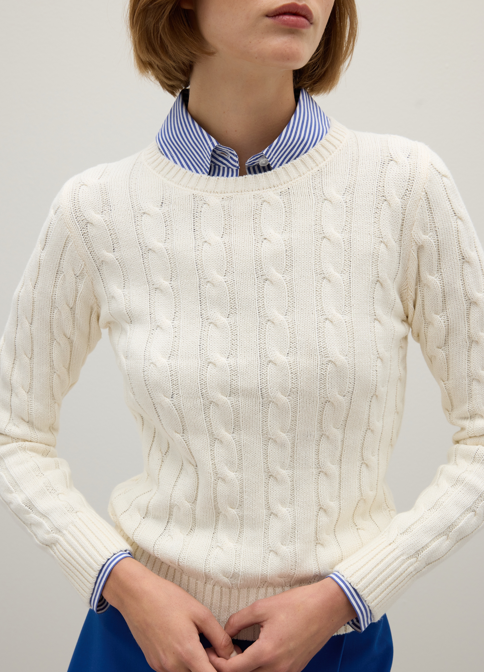 OVS, Maglione In Puro Cotone Beige Regular Fit, Frau, Cremeweiß, Größe: 34