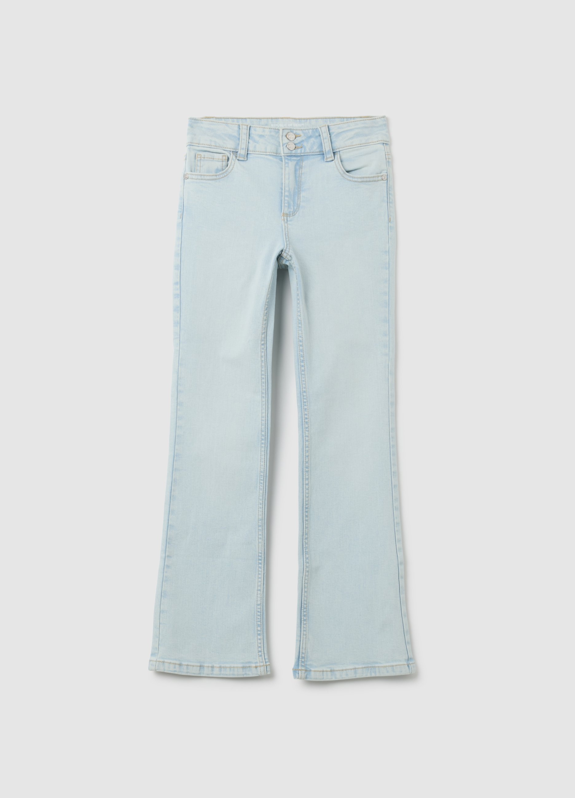 OVS, Jeans Da Ragazza In Cotone Elasticizzato Azzurri Flare, Mädchen, Hellblau, Größe: 10-11