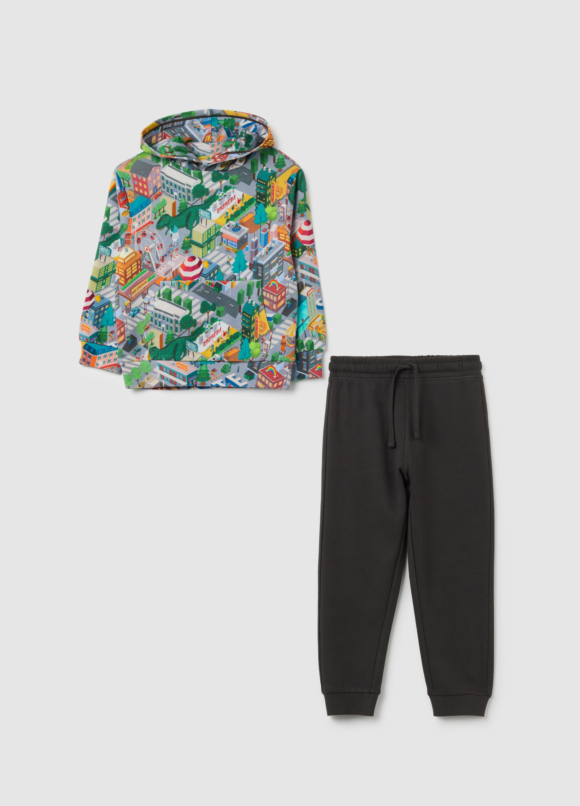 OVS, Conjunto Infantil De Algodón Puro Multicolor, Niño, Negro/Verde, Talla: 6-7
