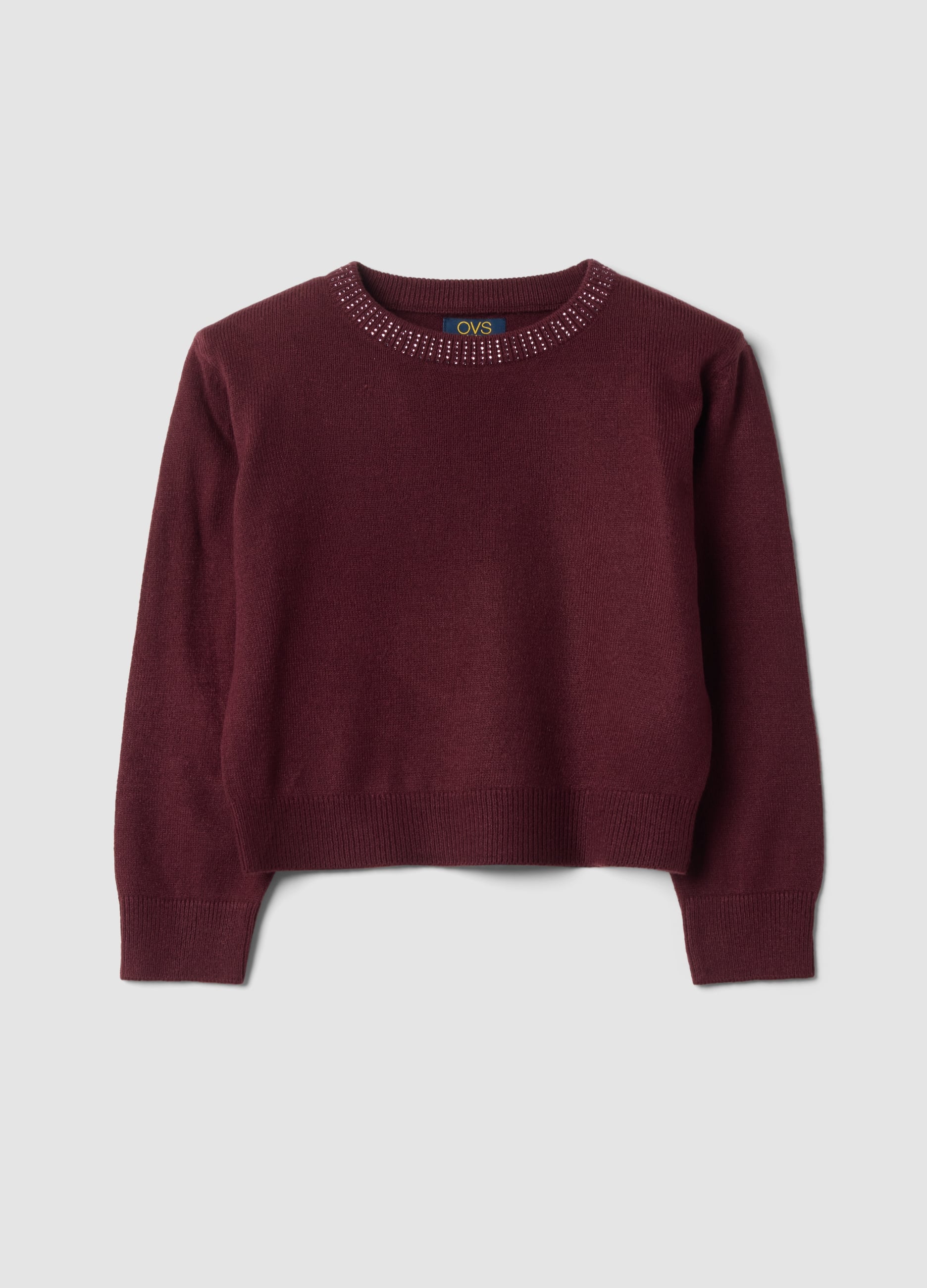 OVS KIDS, Maglia Viola Girocollo Con Dettagli In Strass Regular Fit, Bambina, Viola, Taglia: 3-4