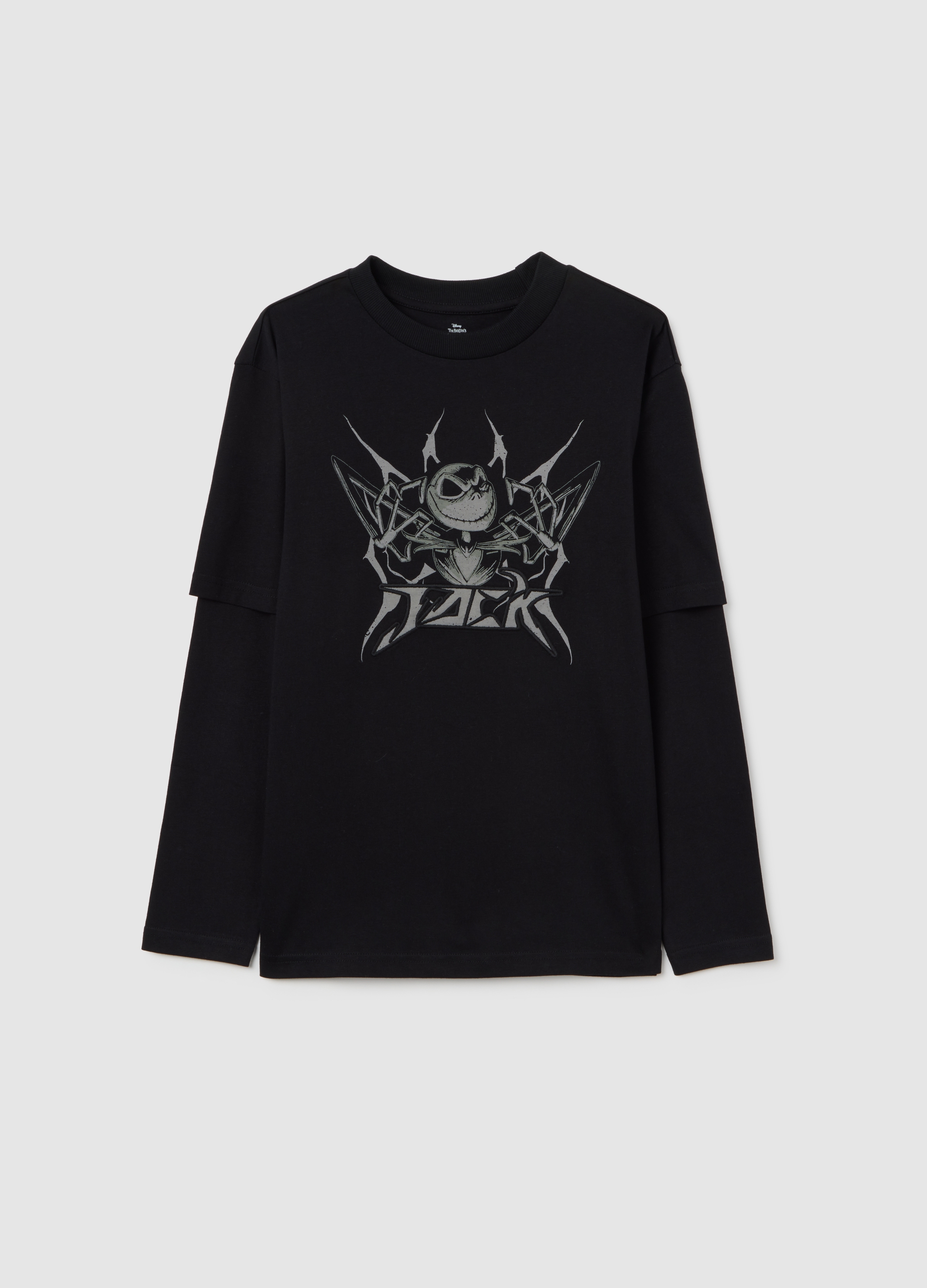 DISNEY, Camiseta Negra De Manga Larga De Puro Algodón, Niño, Negro, Talla: 13-14