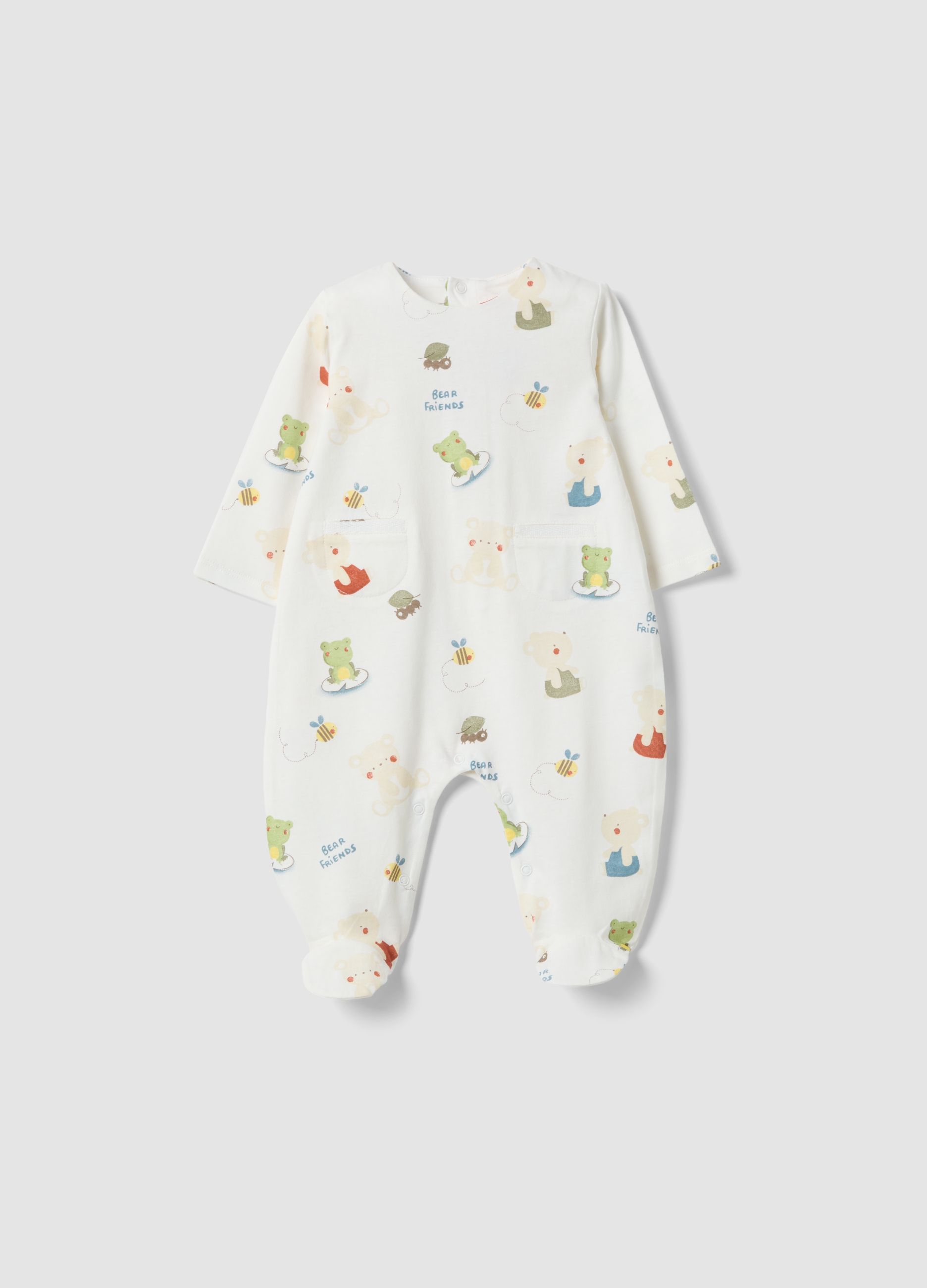 FAGOTTINO, Pijama Blanco De Puro Algodón Con Diseños Para Recién Nacido, Bebé Niño, Blanco óptico, Talla: 3-6