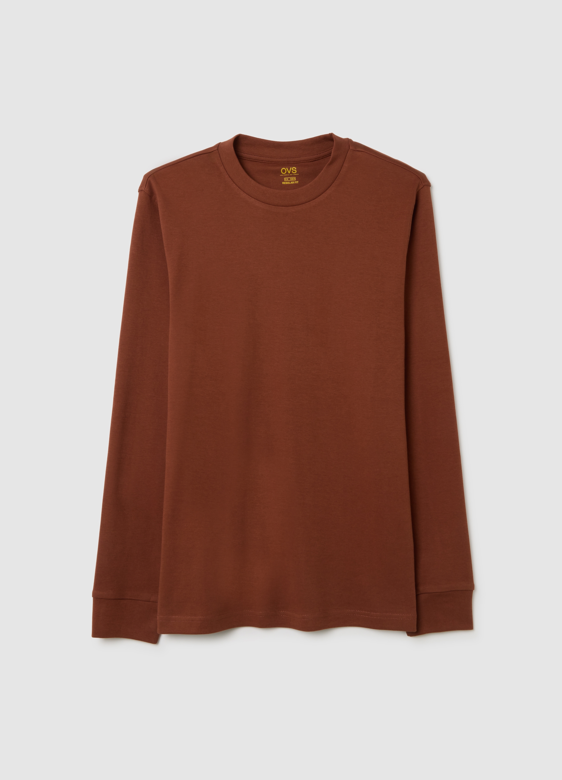 T-shirt In Puro Cotone Marrone Regular Fit, Hombre, Marrón oscuro, Talla: L