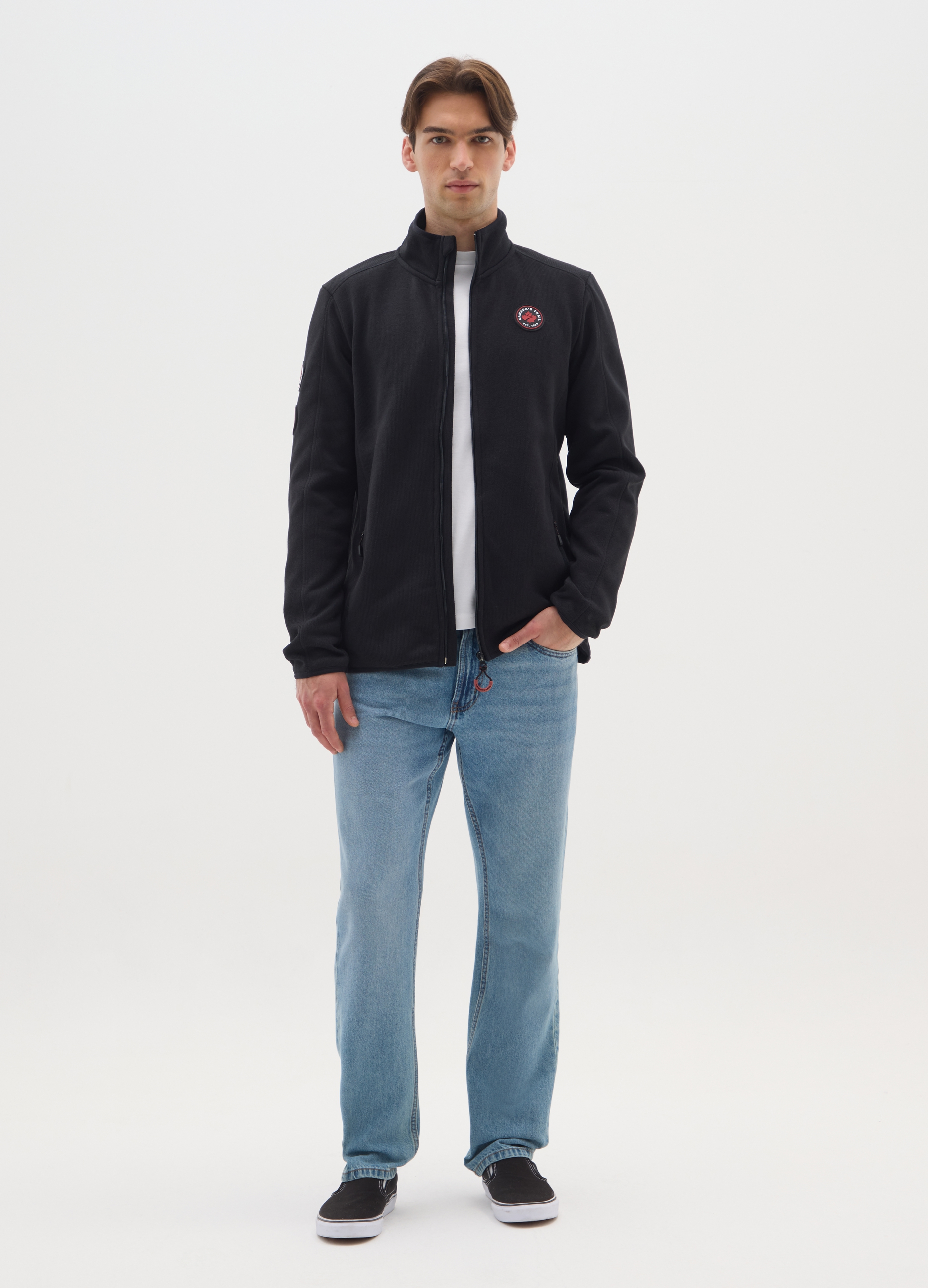 CANADA'S TRAIL, Giacca Nera Pesante Con Zip E Logo Canada Trail, Uomo, Nero, Taglia: S