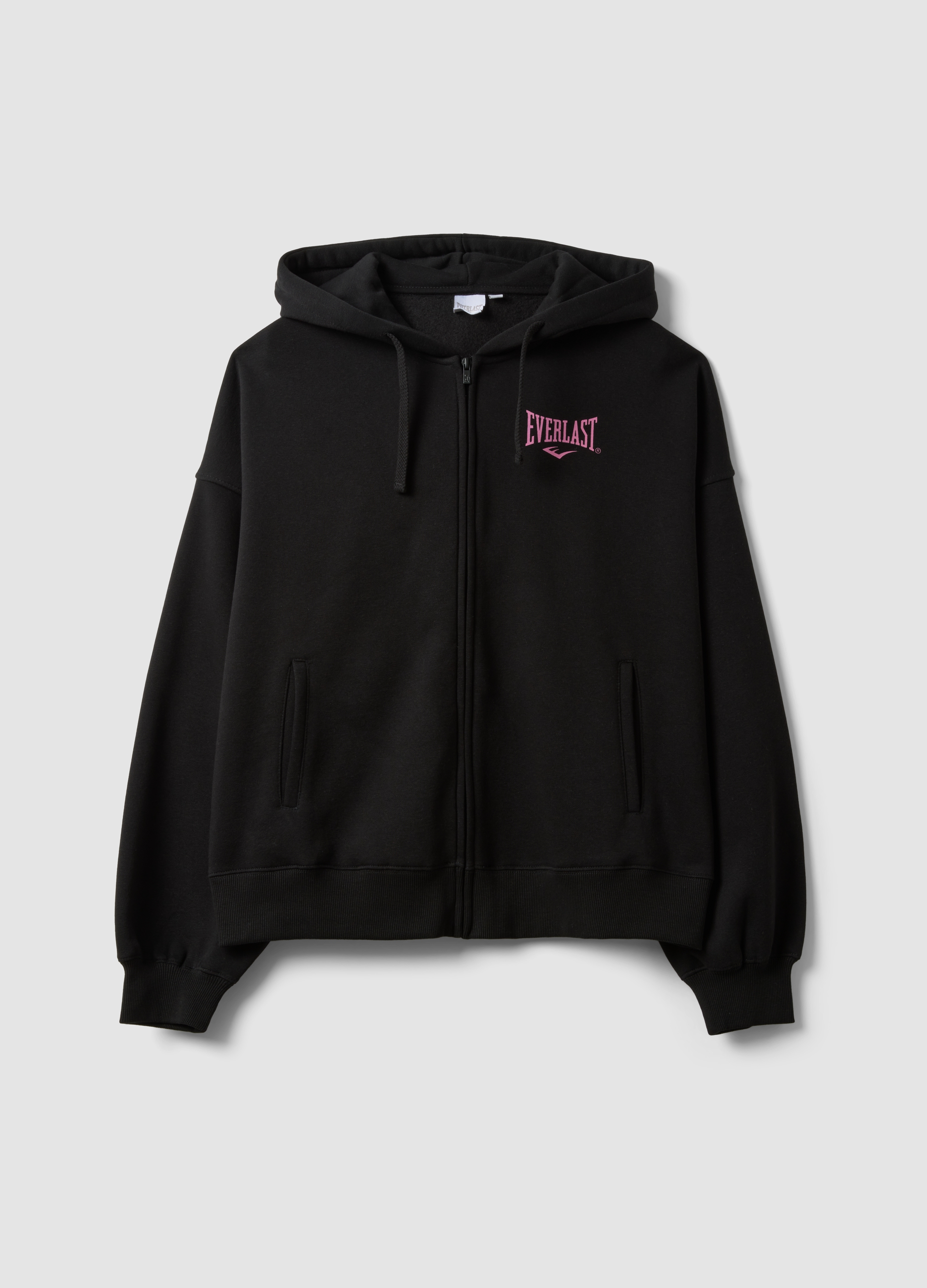EVERLAST, Felpa Nera Con Cappuccio In Misto Cotone Con Logo, Unisex, Nero, Taglia: S