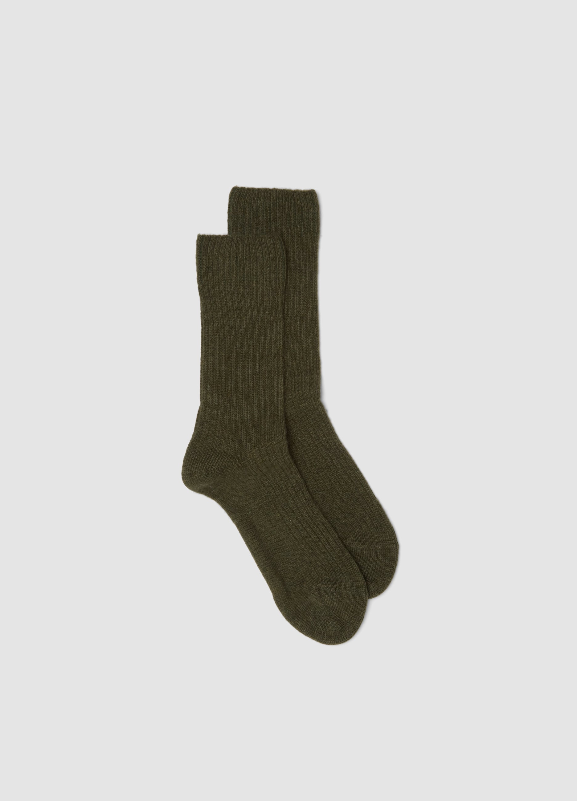 LES COPAINS, Calzini Verdi A Costine In Lana, Viscosa E Cashmere Elasticizzato, Donna, Verde, Taglia: ONE SIZE