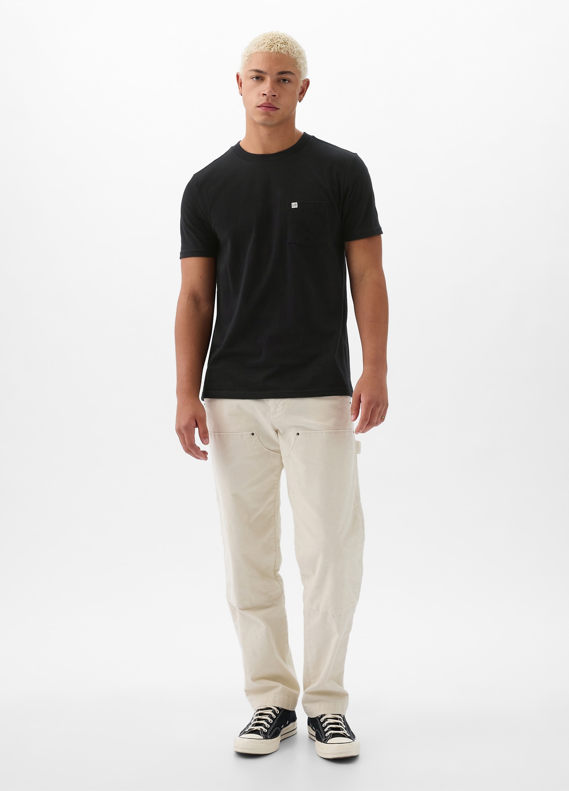 GAP, T-shirt In Cotone Con Tasca E Logo Gap, Uomo, Nero, Taglia: M