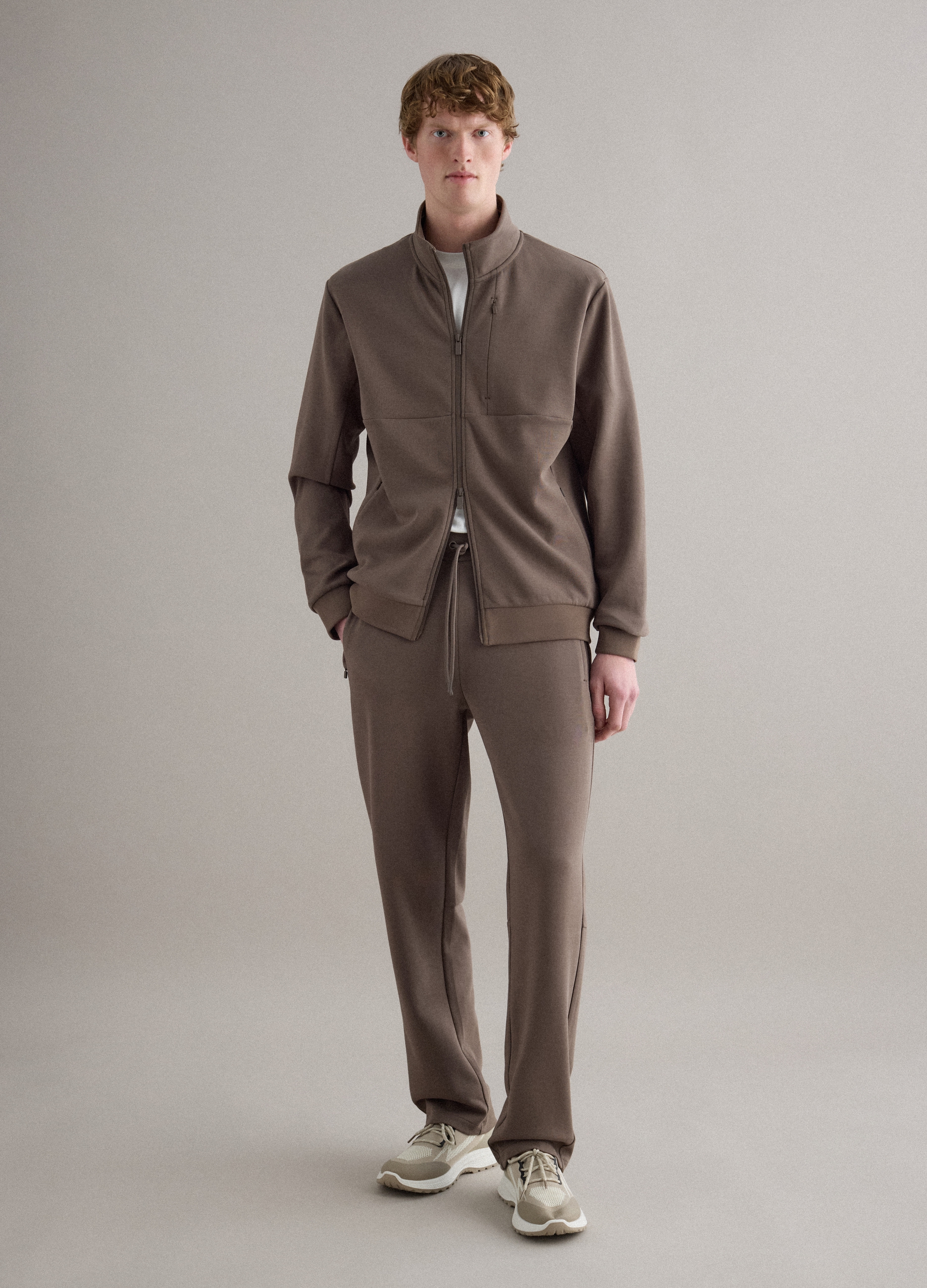 Piombo Tech, Pantalones Jogger Marrones De Ajuste Regular En Mezcla De Algodón Elástico, Hombre, Marrón claro, Talla: XXL