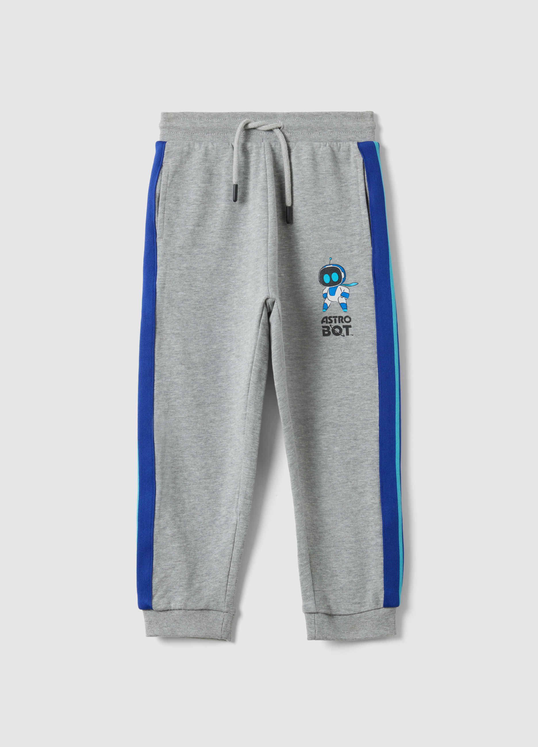 OVS KIDS, Joggers Para Niños De Algodón Puro Con Rayas Multicolor, Corte Regular, Niño, Gris/azul, Talla: 3-4