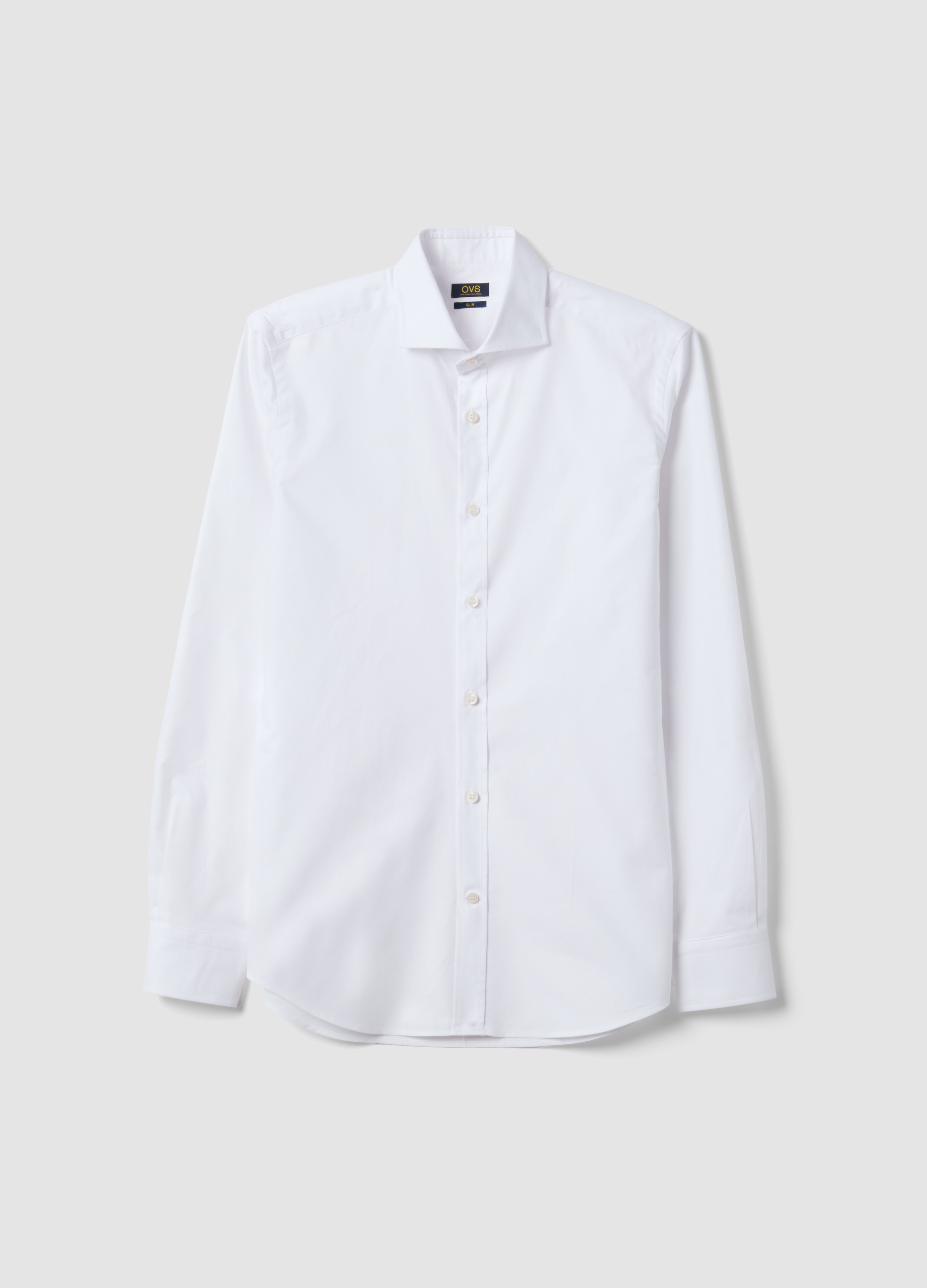 OVS, Camicia Bianca In Puro Cotone Oxford Slim Fit, Uomo, Bianco, Taglia: 41