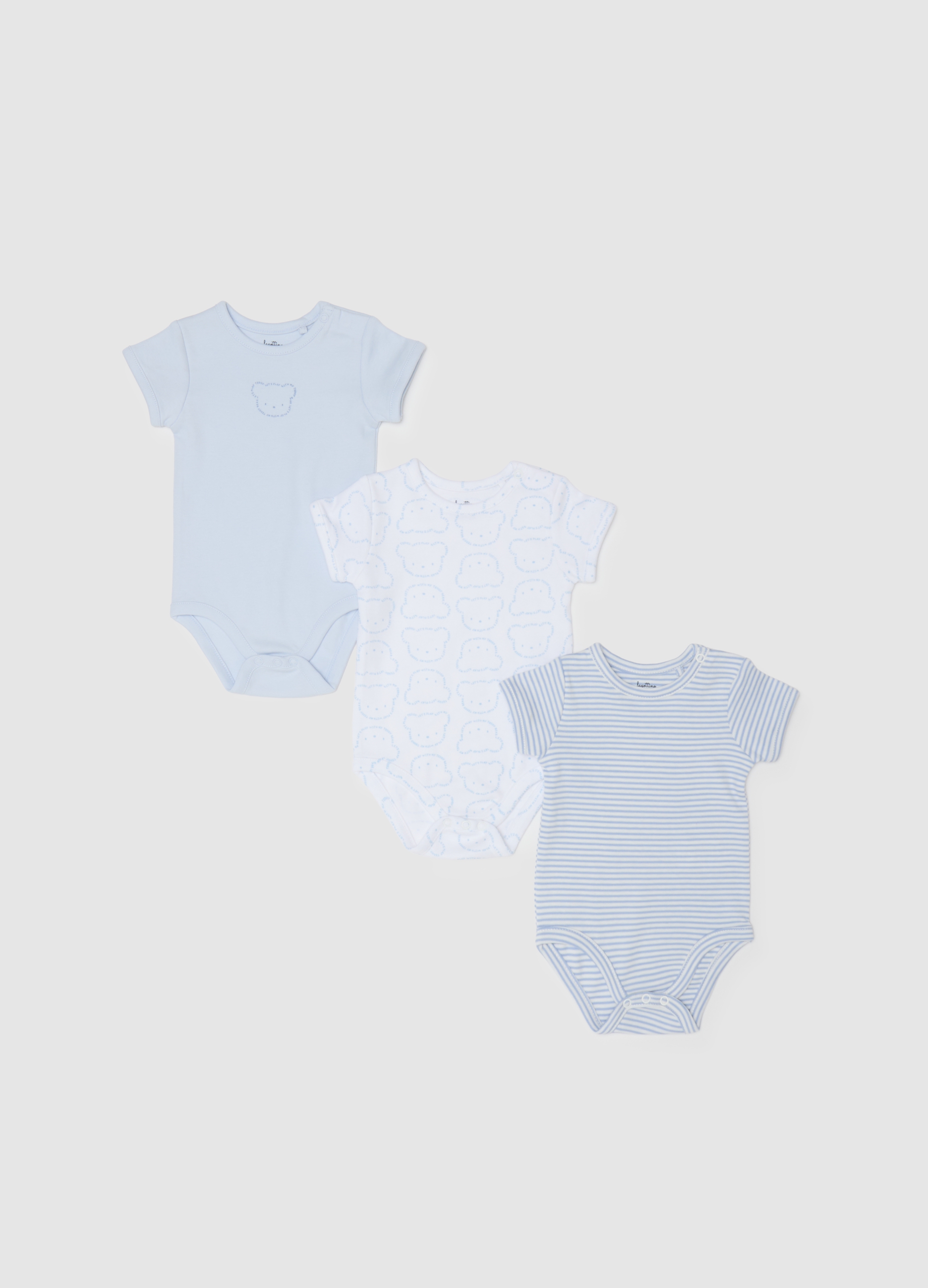 FAGOTTINO, Set Tripack Body Da Neonato In Puro Cotone Multicolor, Multicolor, Taglia: 1-3