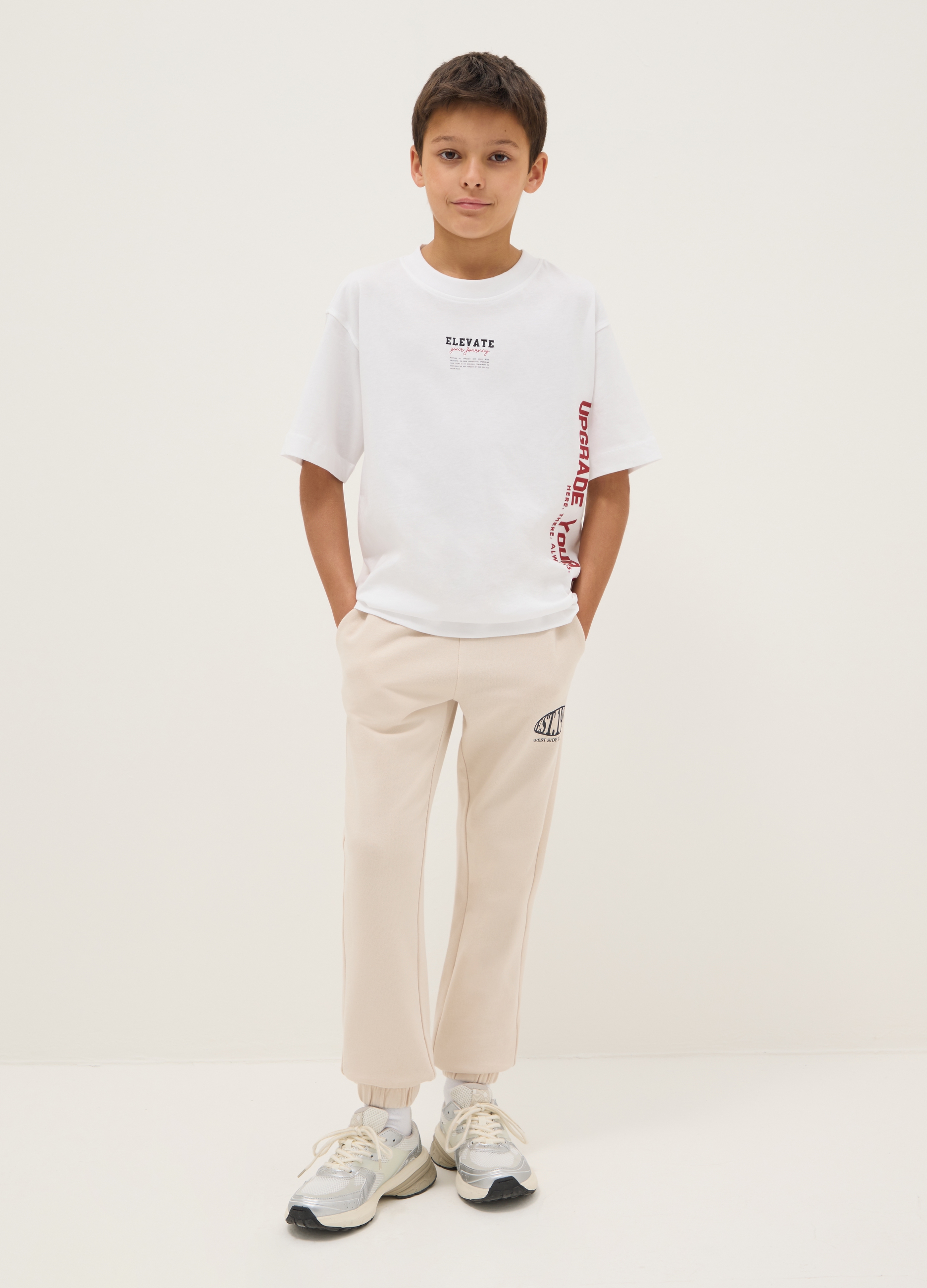OVS KIDS, Joggers Beige Para Chico De Algodón Puro Ajuste Regular, Niño, Beige Claro, Talla: 13-14