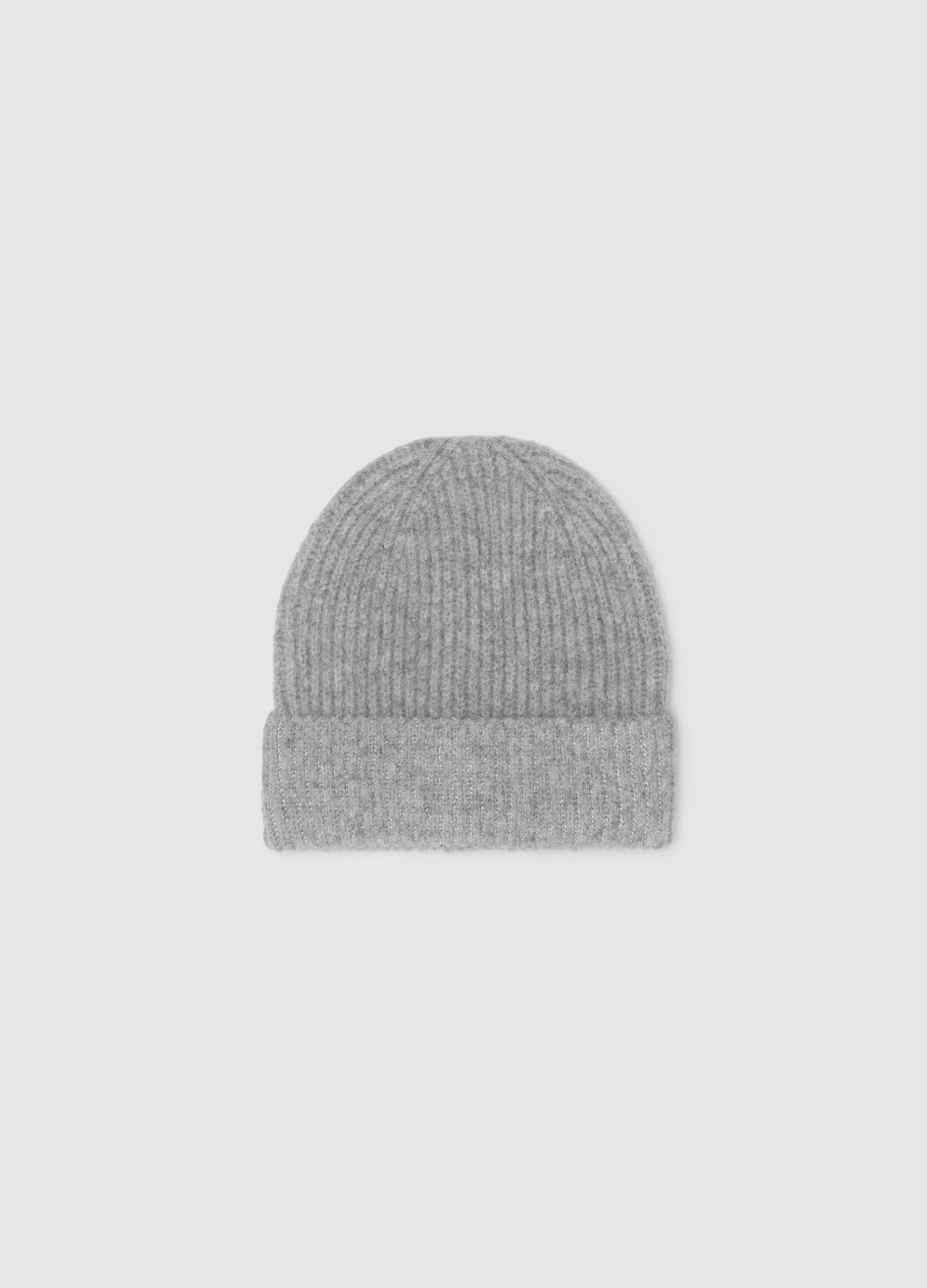 OVS, Cappello Beanie Grigio Lavorato A Maglia Con Punti Brillantinati, Donna, Grigio, Taglia: ONE SIZE