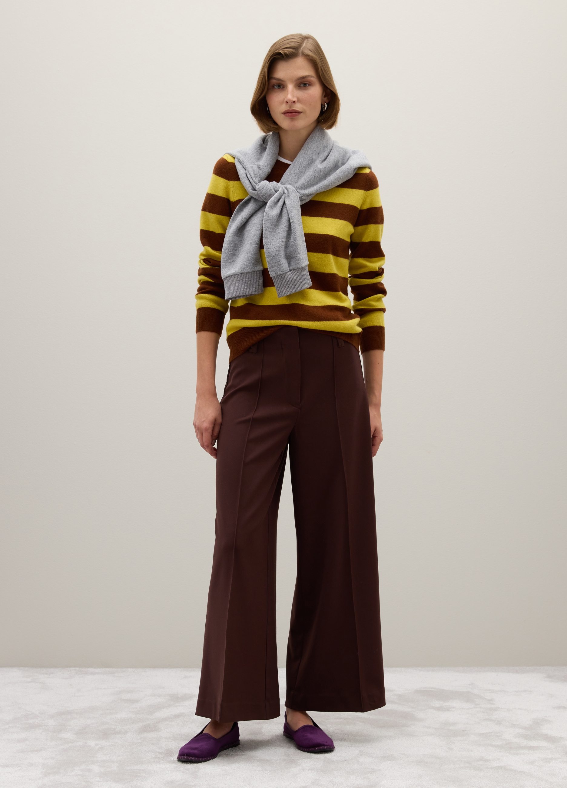 PIOMBO, Pantaloni Ampi Blu A Gamba Larga, Donna, Blu, Taglia: 40