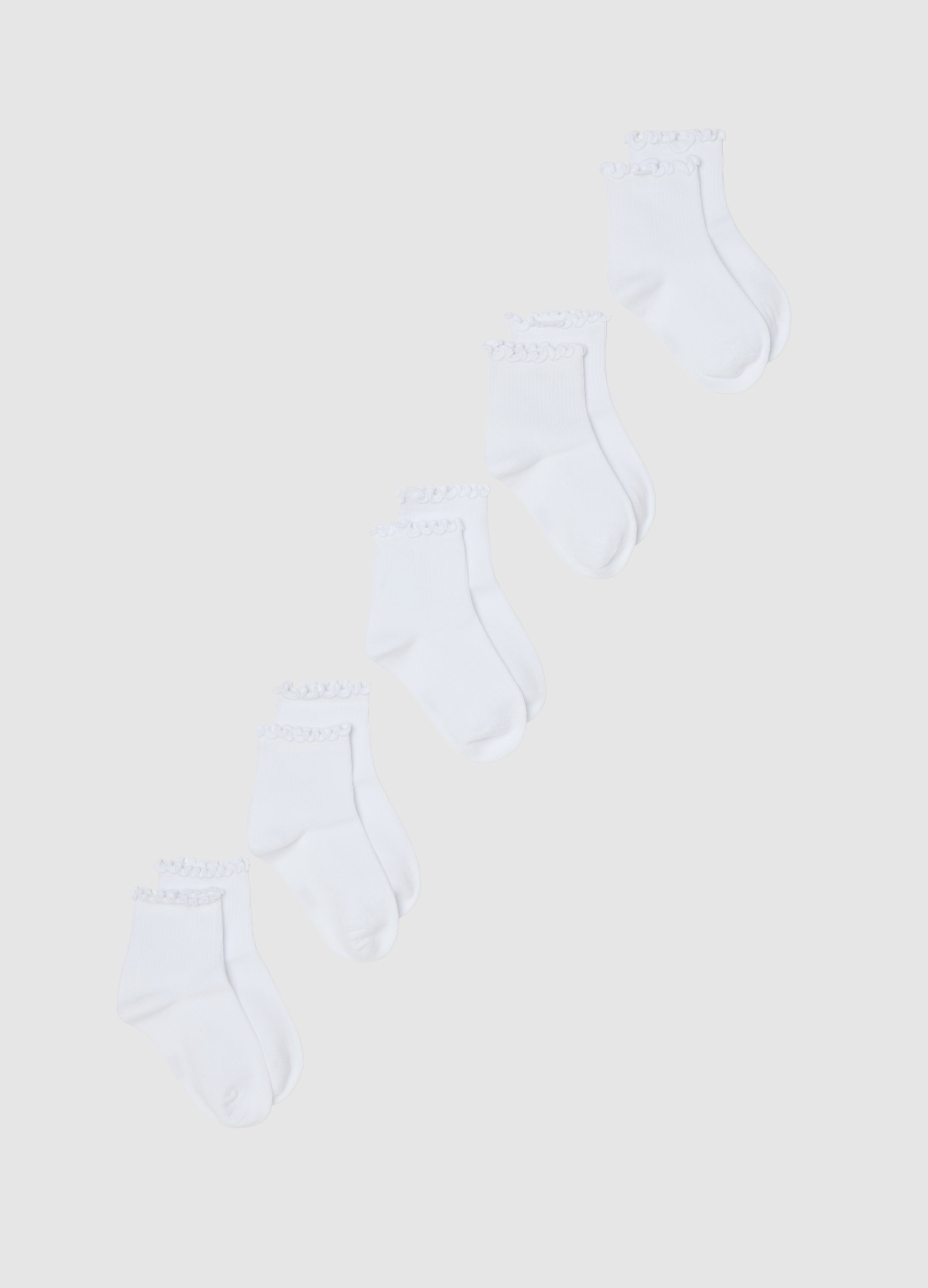 OVS KIDS, Multipack Calze Corte Bianche Da Bambina In Cotone Elasticizzato, Bianco, Taglia: 25/27