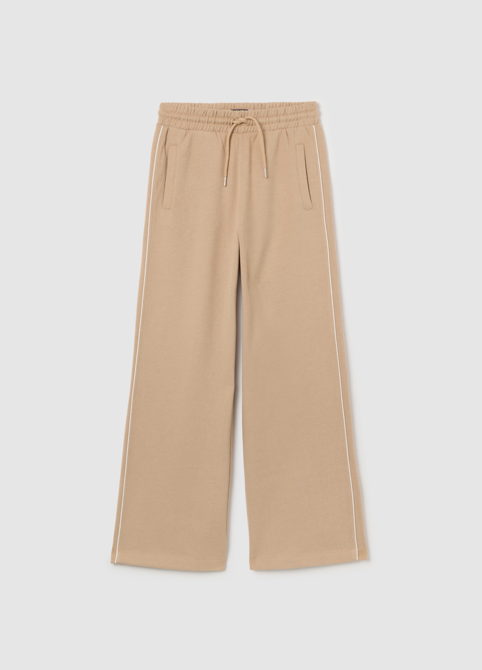 OVS KIDS, Pantalones Beige De Pierna Ancha Para Niñas En Mezcla De Algodón, Niña, Beige Jaspeado, Talla: 14-15