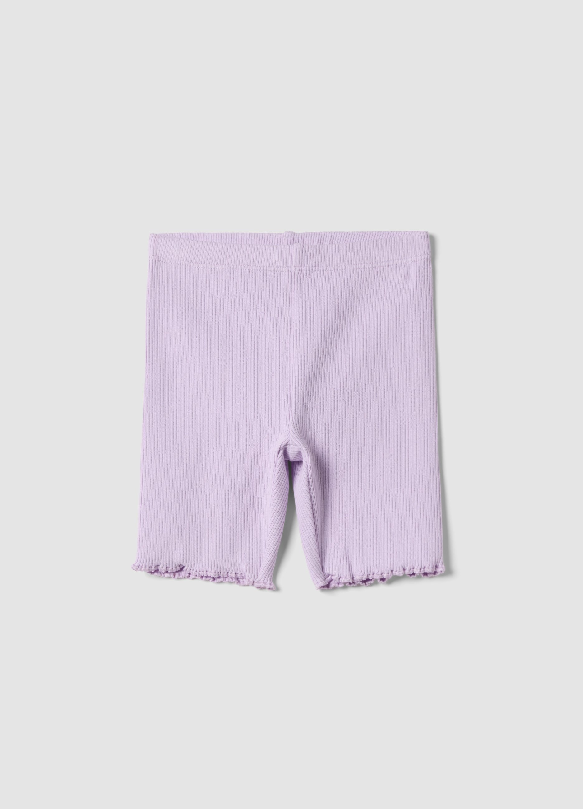 FAGOTTINO, Short Morado De Algodón Elástico Canalé Para Bebé Niña, Corte Regular, Niña, Lavanda, Talla: 24-30