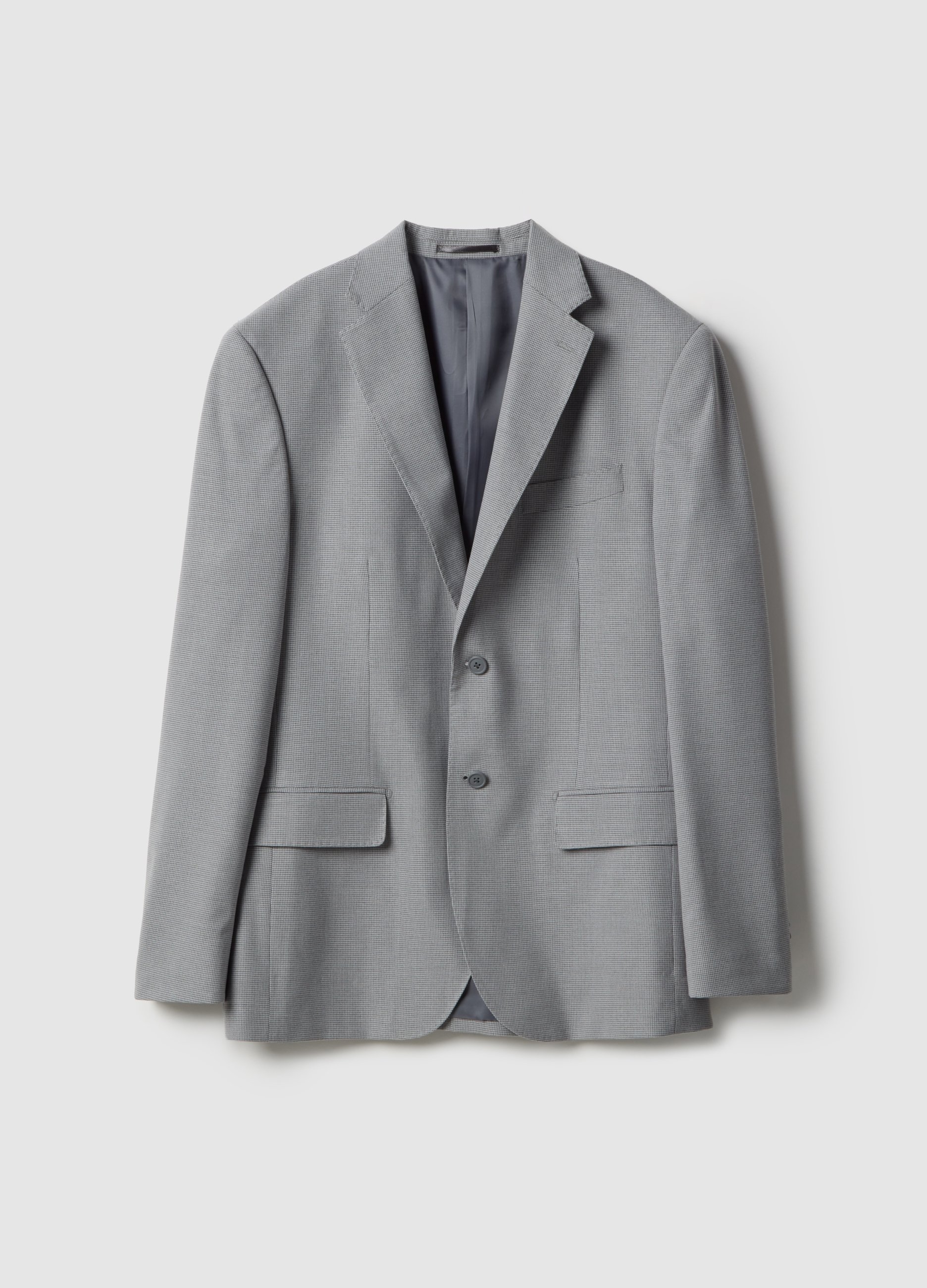 PIOMBO, Blazer Gris De Un Solo Botón Con Microcuadros De Ajuste Regular, Hombre, Gris claro, Talla: 56