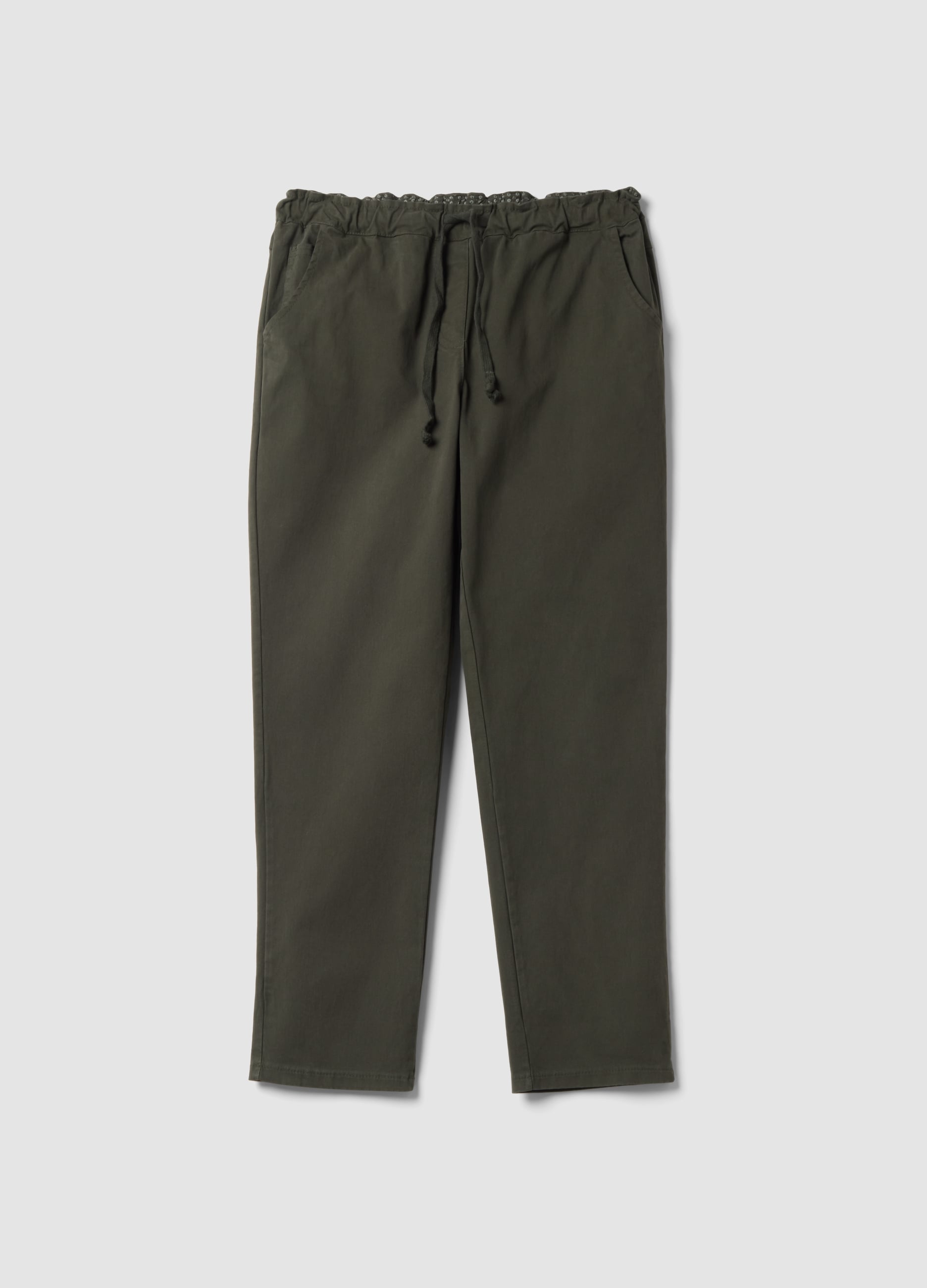 HYBRID, Pantaloni Verdi In Cotone Elasticizzato Regular Fit, Donna, Verde, Taglia: S
