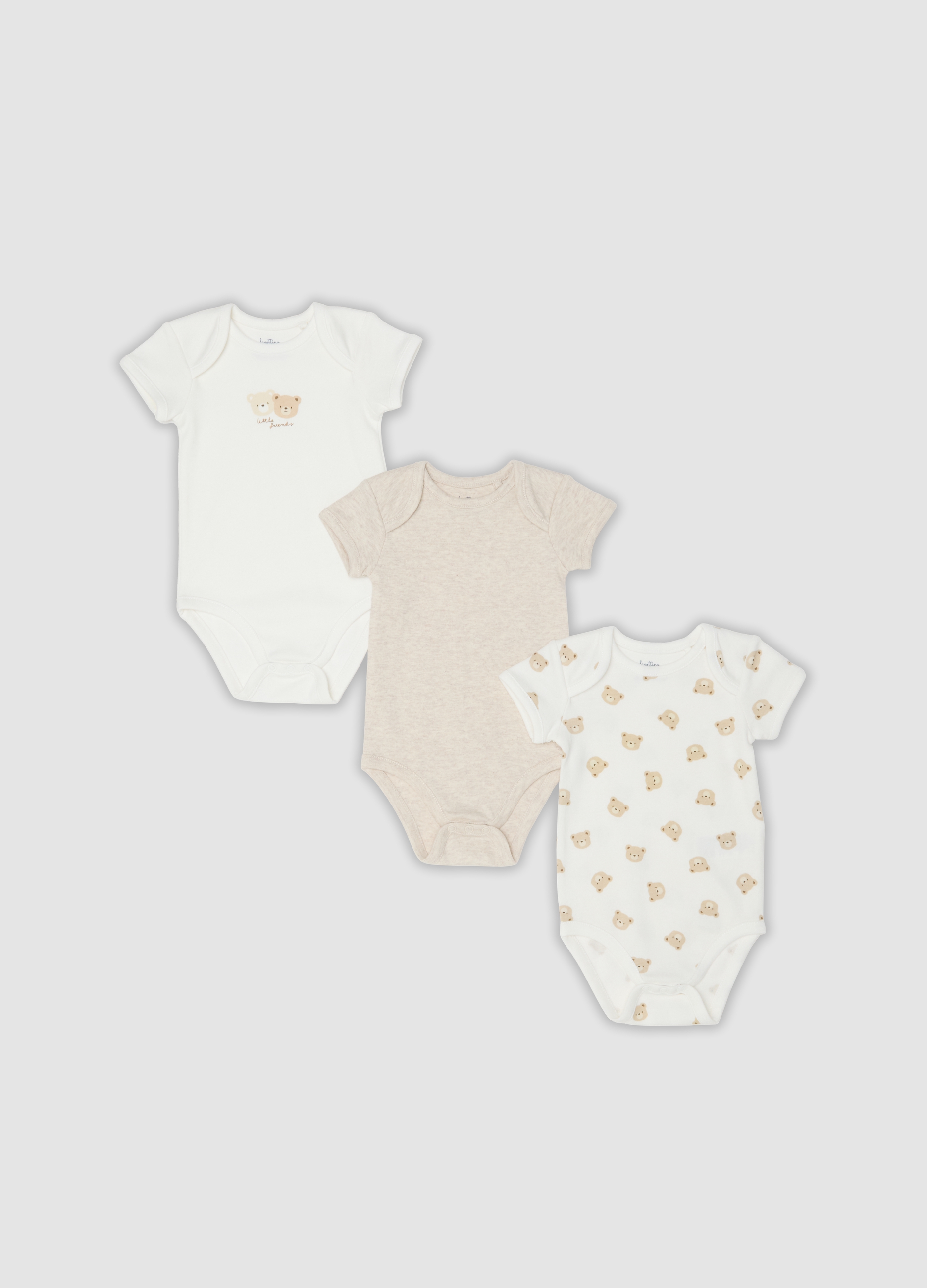FAGOTTINO, Tripack Di Body Multicolor In Puro Cotone Organico A Maniche Corte, Neonato, Multicolor, Taglia: 1-3