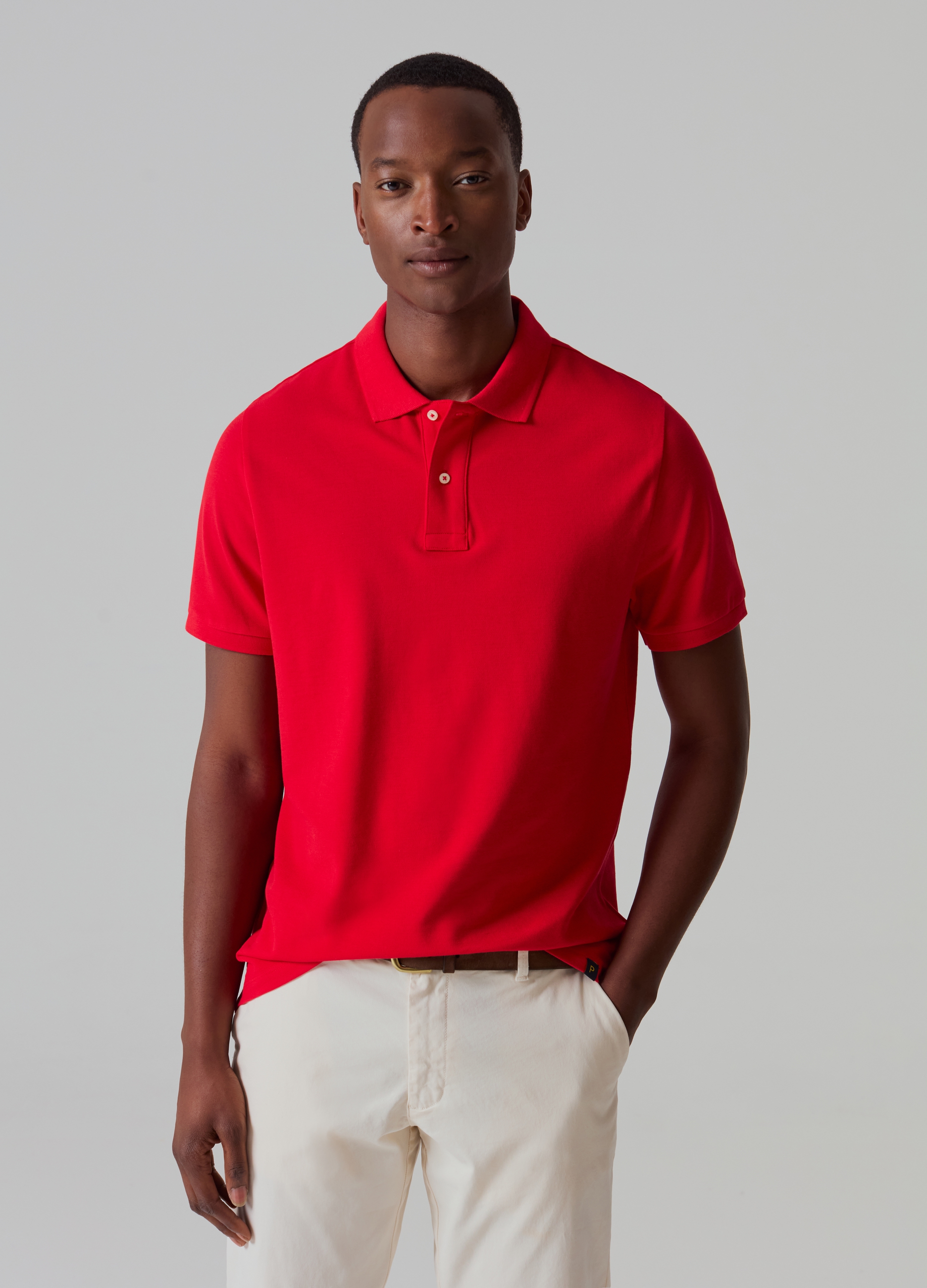 PIOMBO, Polo In Piquet Di Cotone Supima, Uomo, Rosso, Taglia: M