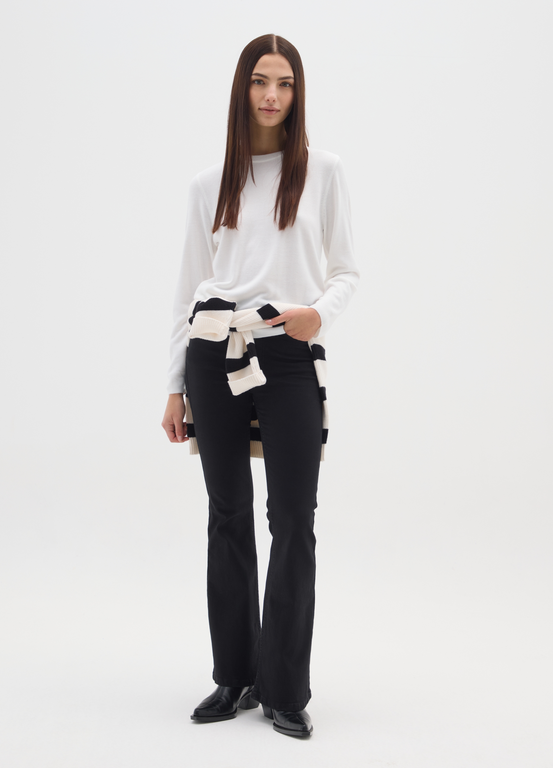 Top Negro Ajuste Regular Con Escote Redondo, Mujer, Gunmetal, Talla: 40