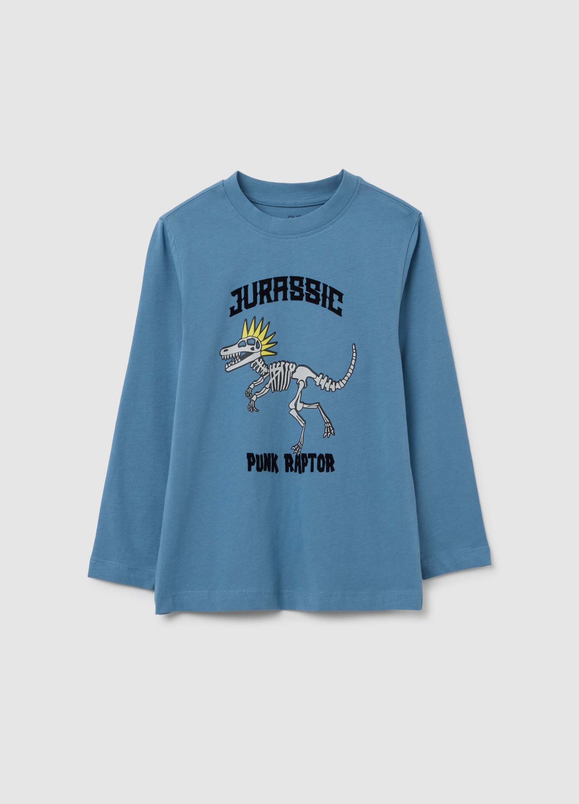 OVS, T-shirt Da Bambino In Puro Cotone Blu Regular Fit Con Stampa, Junge, Blu Bluette, Größe: 9-10