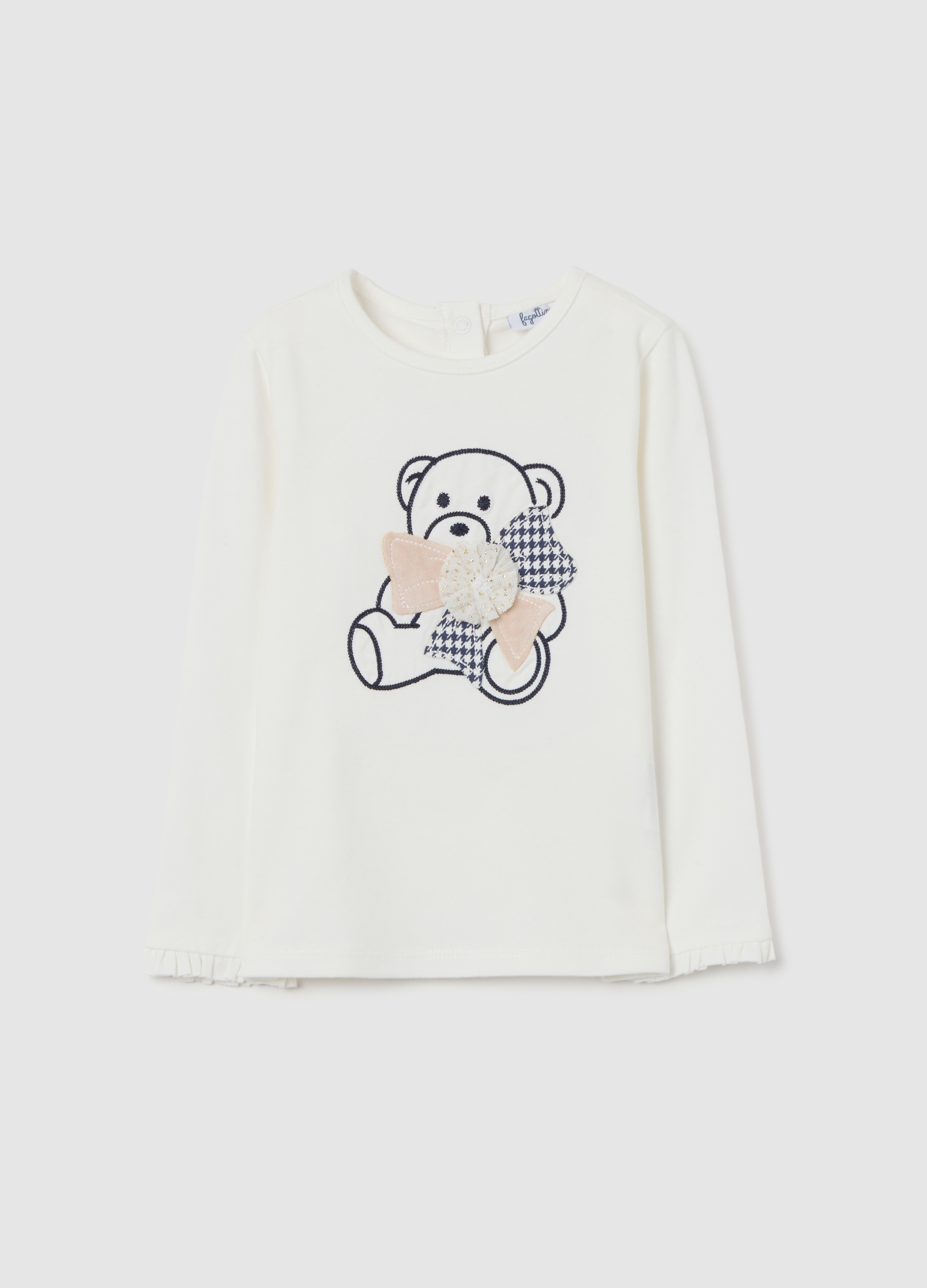 FAGOTTINO, Camiseta Blanca De Algodón Elástico Ajuste Regular Para Niña Con Estampado, Niña, Blanco suave, Talla: 18-24