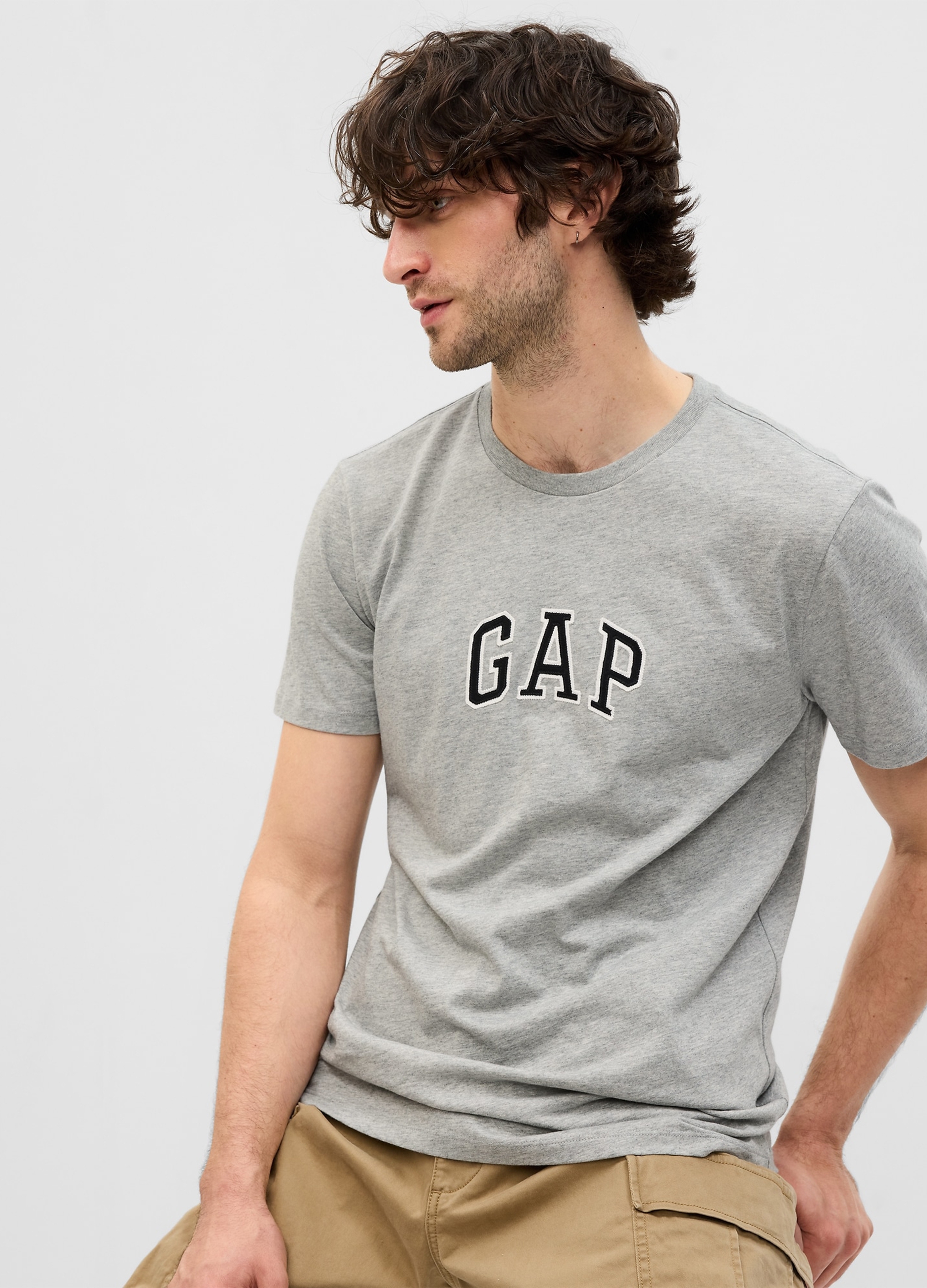 GAP, T-shirt In Cotone Con Logo Gap, Uomo, Grigio, Taglia: S