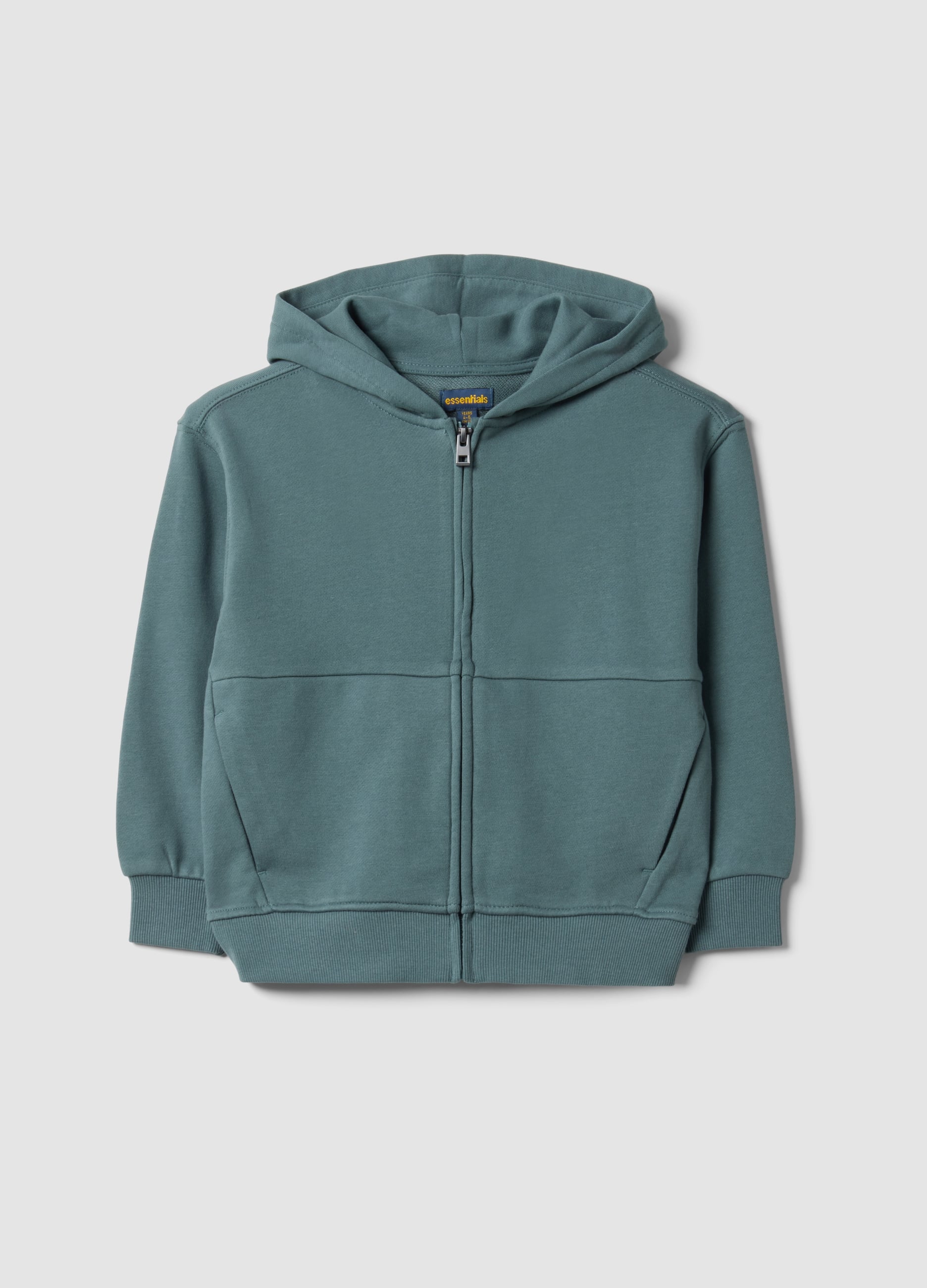 OVS KIDS, Felpa Verde Con Cappuccio In Puro Cotone Organico Over Fit Per Bambino, Verde, Taglia: 6-7