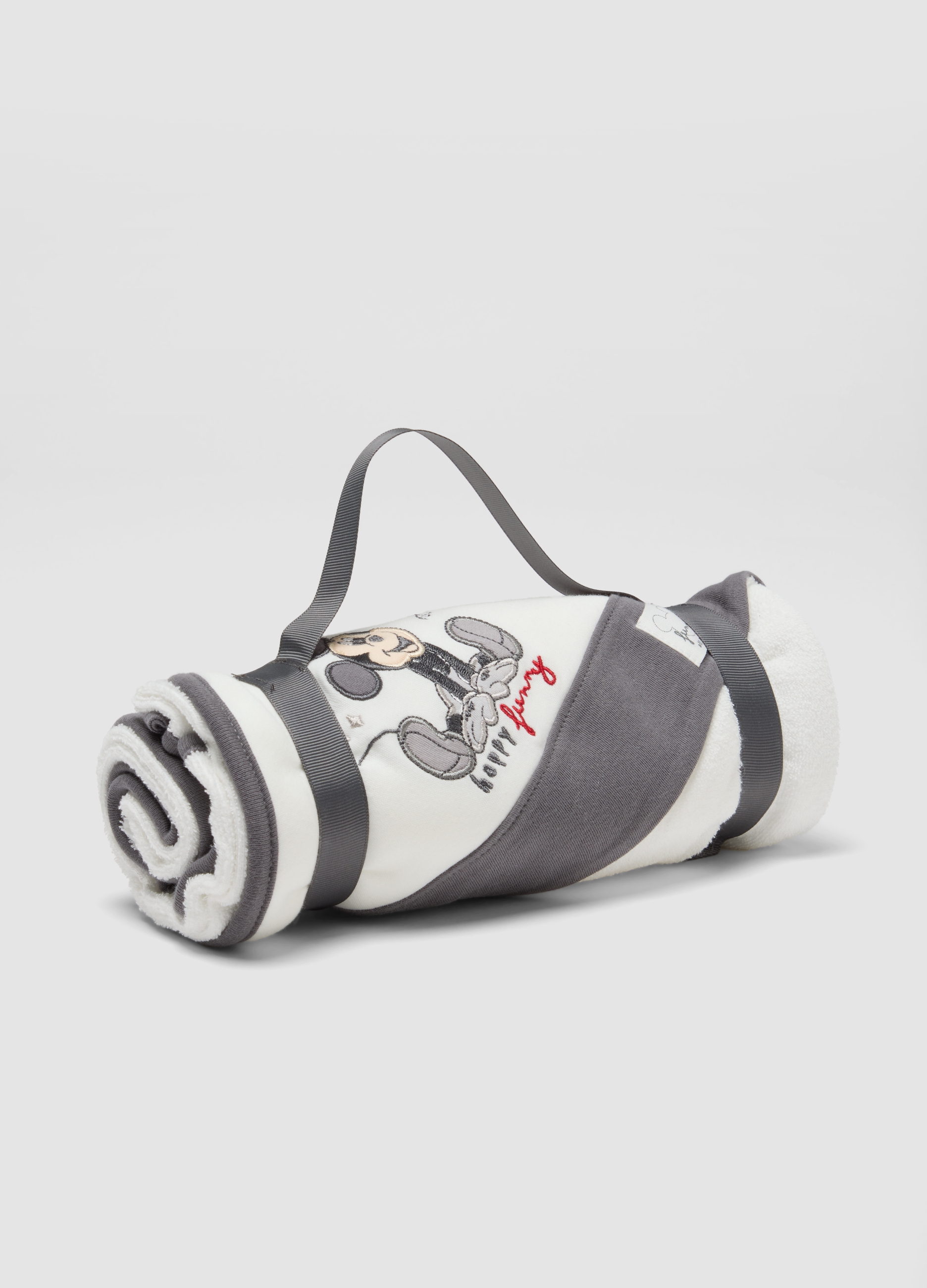 FAGOTTINO, Accappatoio Bianco In Misto Cotone Organico Con Cappuccio E Stampa Mickey, Neonato, Bianco, Taglia: ONE SIZE