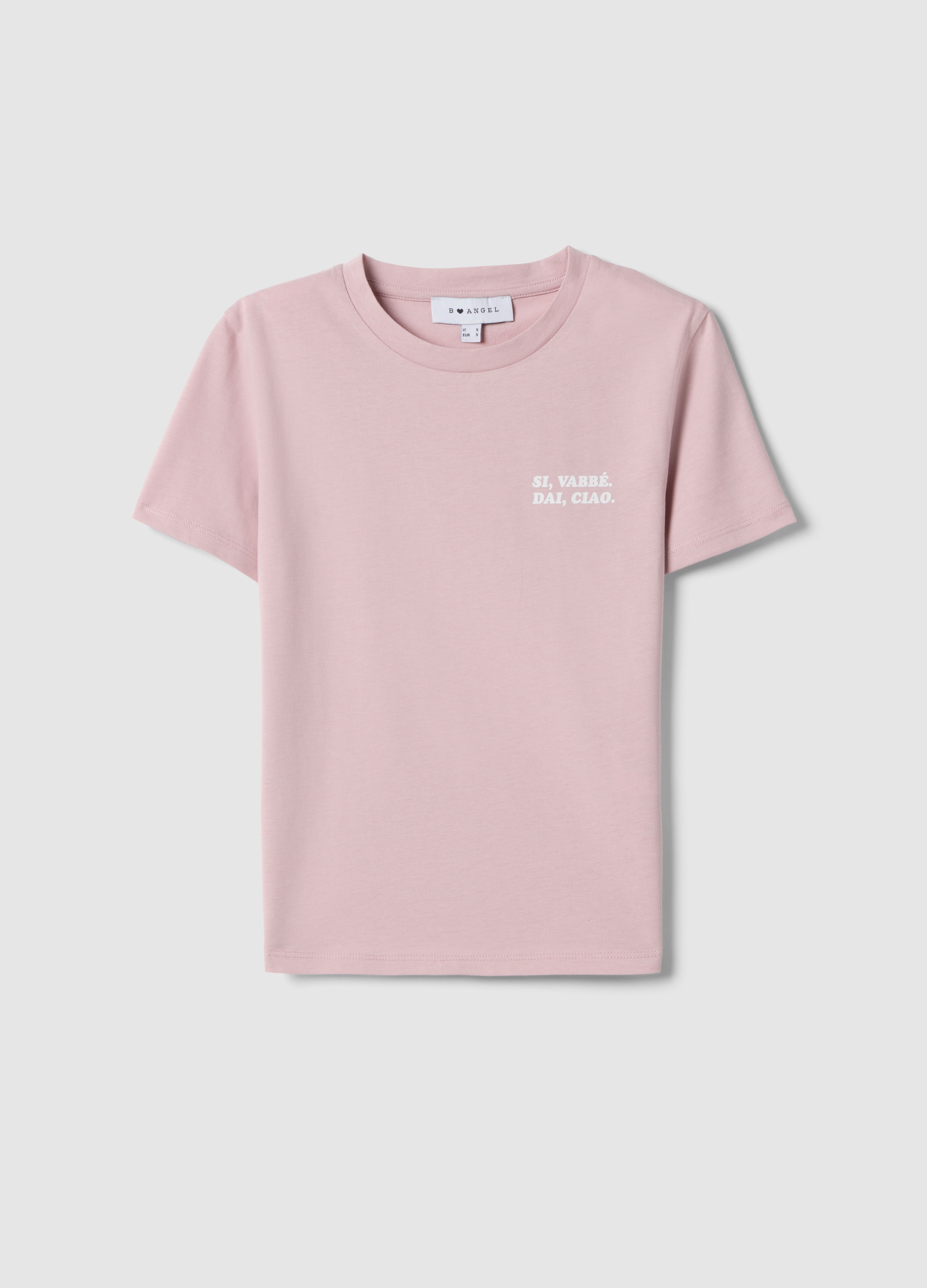 B.ANGEL, Camiseta Rosa Slim Fit De Algodón Puro Con Texto, Mujer, Rosa Claro, Talla: 34