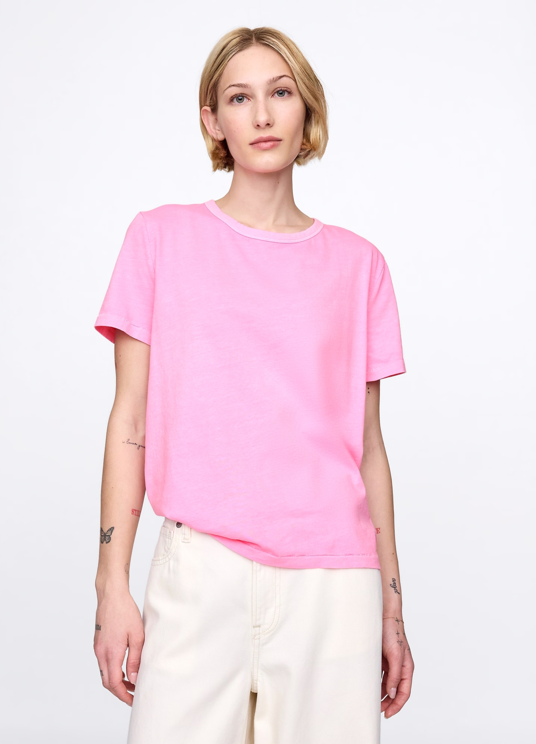 GAP, T-shirt Rosa In Puro Cotone, Donna, Rosa, Taglia: XS