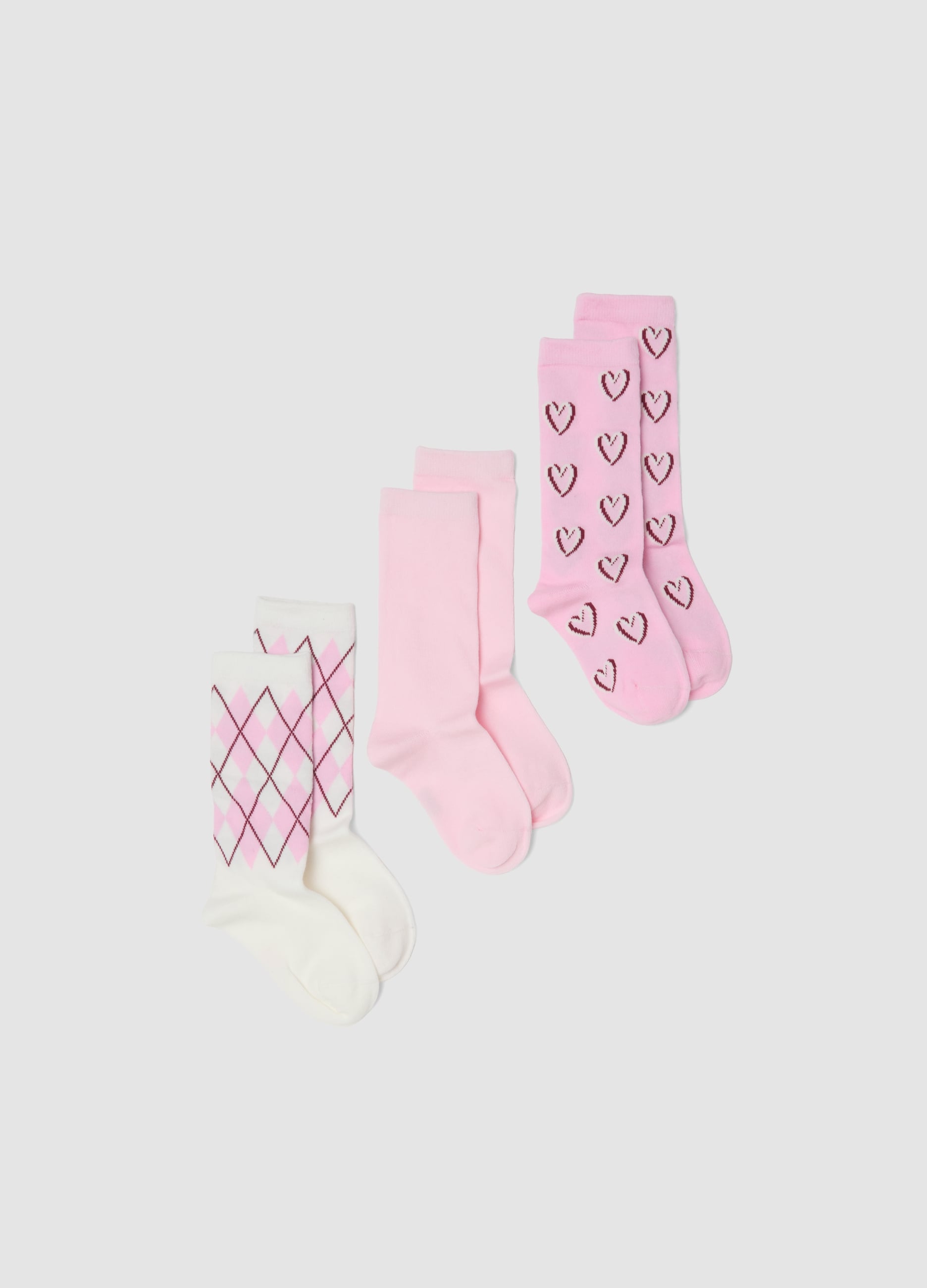 OVS KIDS, Tripack Di Calze Midi Rosa In Cotone Organico Elasticizzato, Bambina, Rosa, Taglia: 37/39