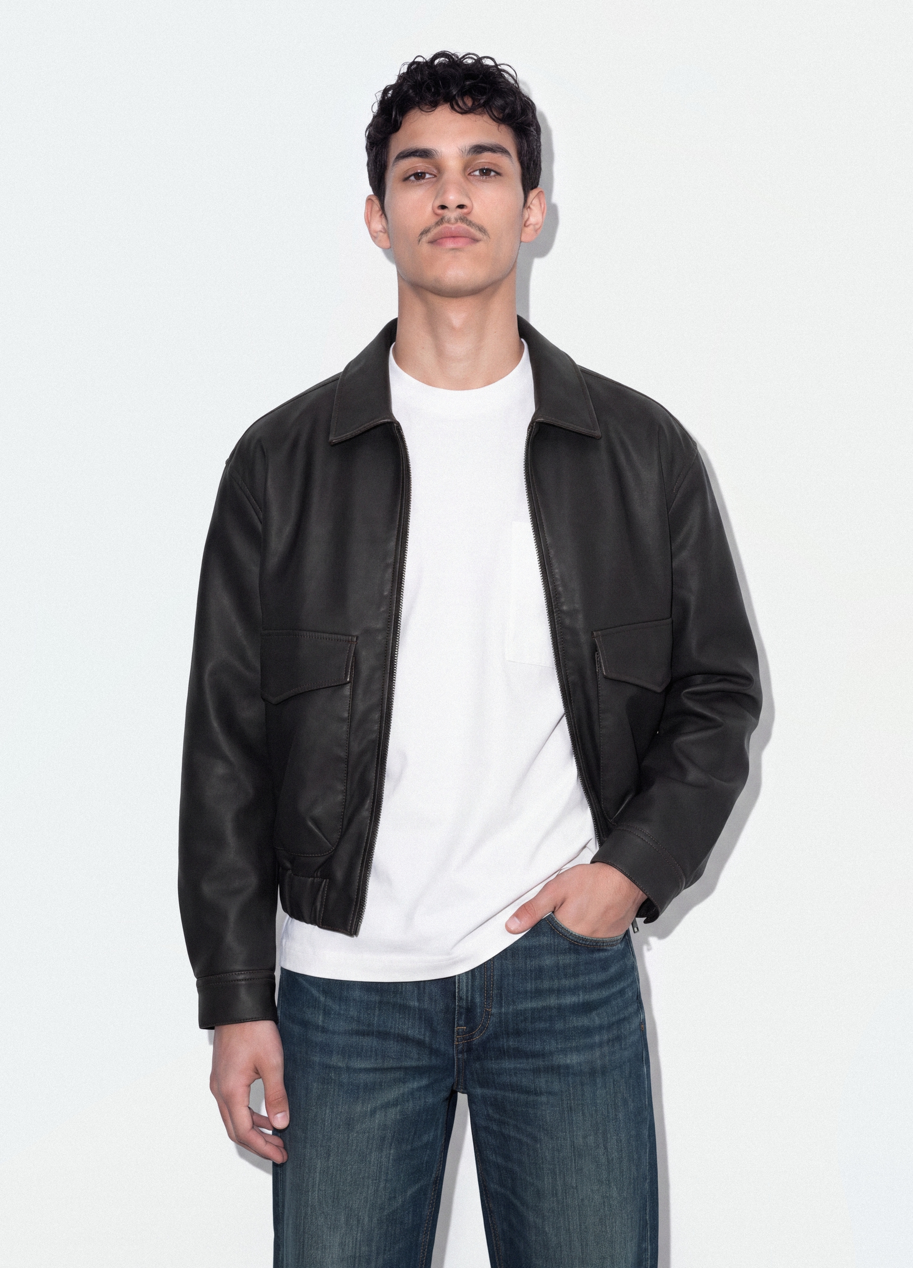 B.ANGEL, Giubbotto Nero Crop Con Zip E Tasche Con Pattina Over Fit, Uomo, Nero, Taglia: L