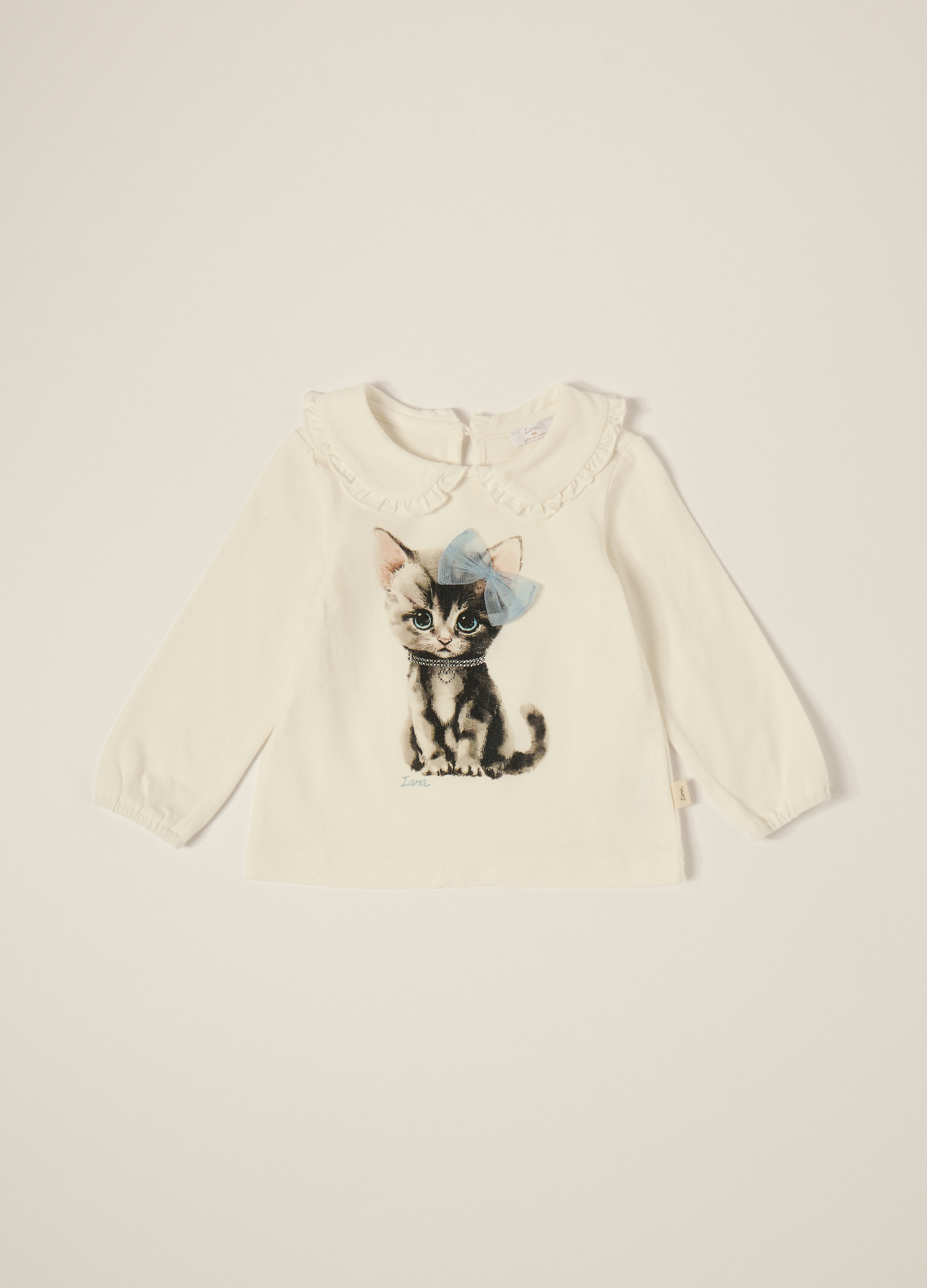 IANA, Maglia Bianca A Maniche Lunghe Con Stampa Di Gatto, Neonata, Bianco, Taglia: 24