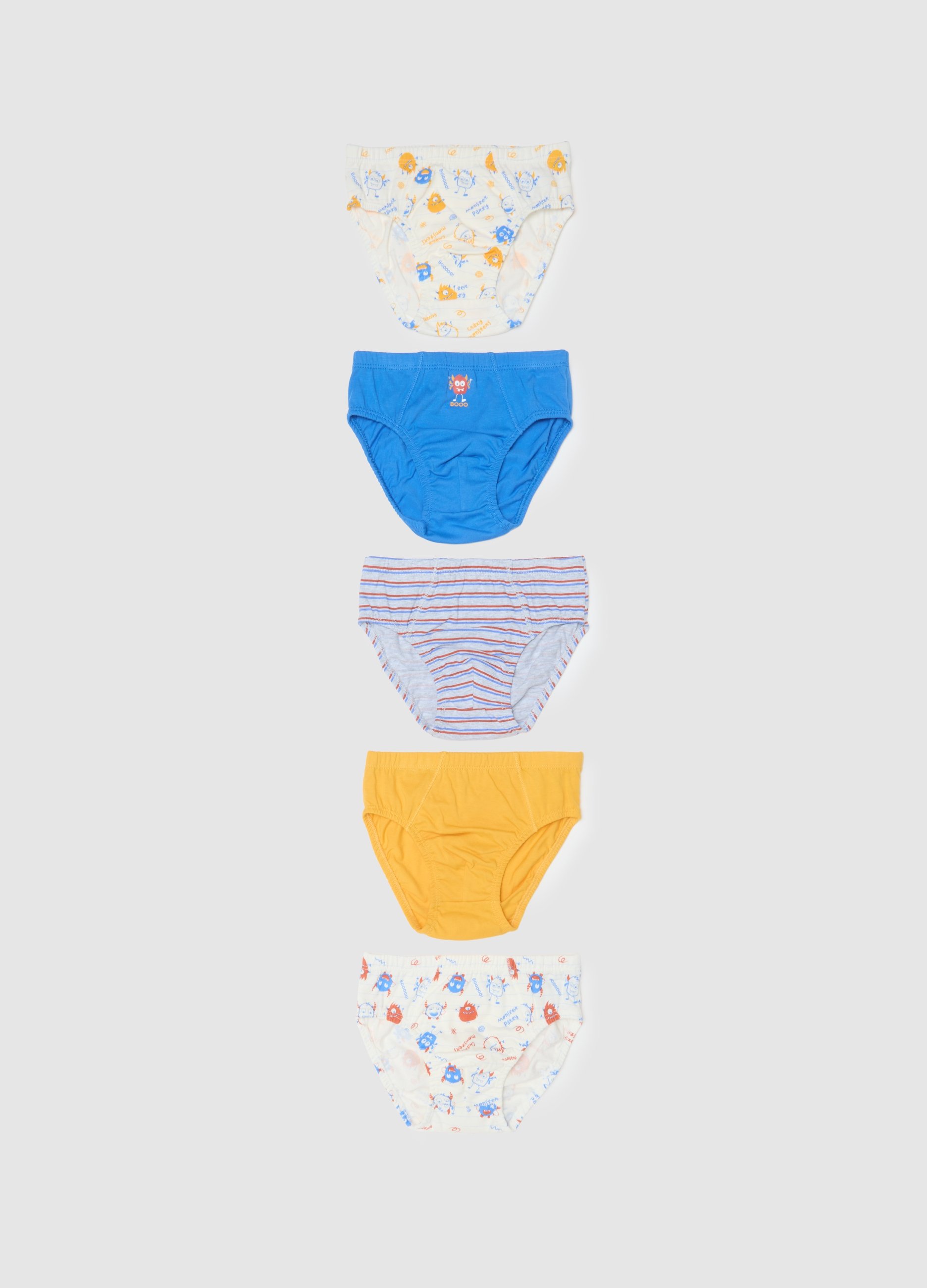 Set Multipack Slip Da Bambino In Puro Cotone Multicolor Regular Fit, Niño, Azul/amarillo, Talla: 5-6