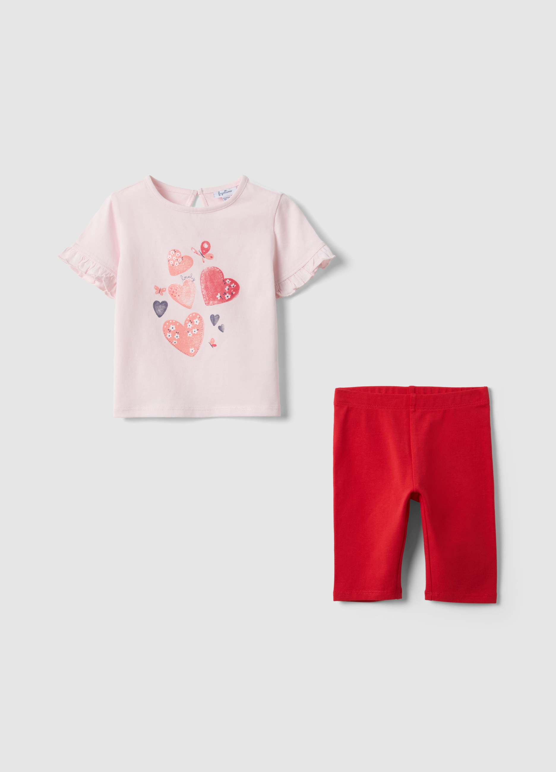 FAGOTTINO, Conjunto Multicolor Para Niña En Algodón Puro De Ajuste Regular, Niña, Rosa/Rojo, Talla: 24-30