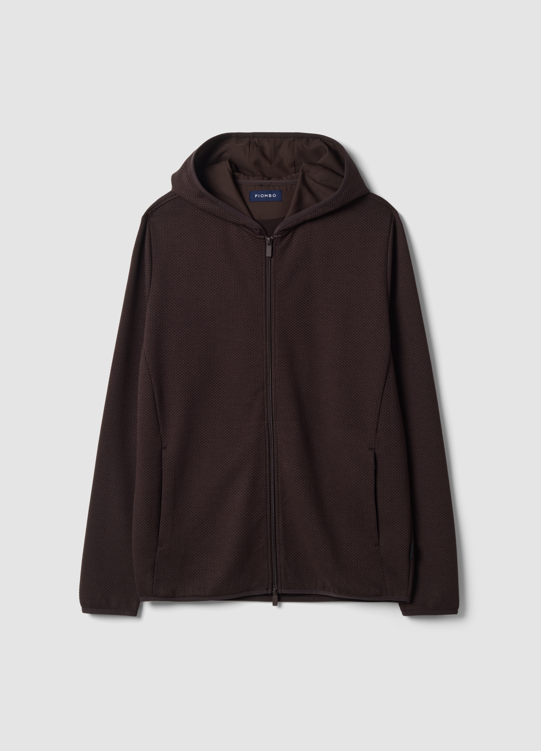 Piombo Tech, Felpa Marrone In Viscosa E Modal Elasticizzato Con Cappuccio Girocollo, Uomo, Nero, Taglia: S
