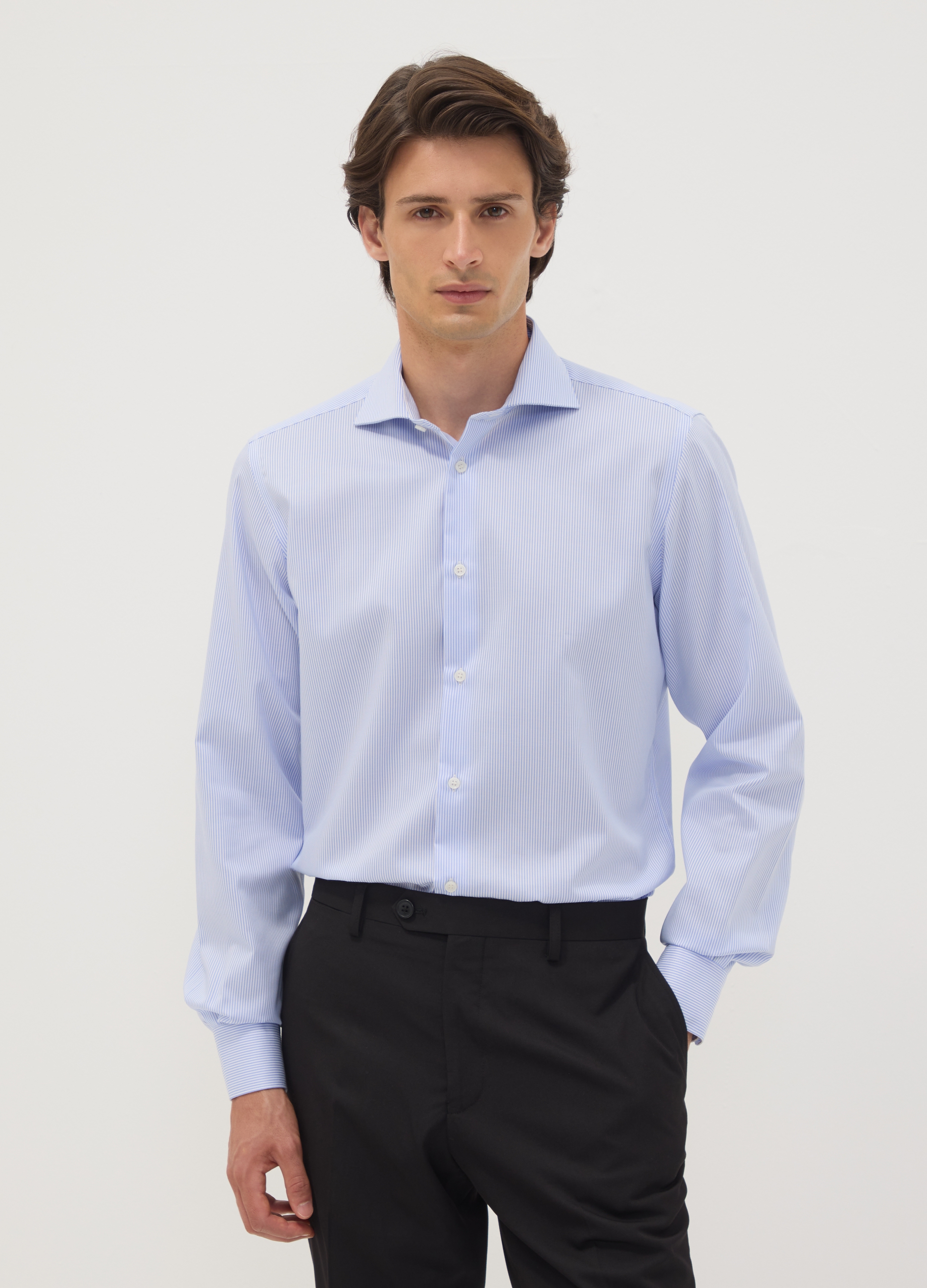 OVS, Camicia Azzurra In Puro Cotone No Iron Slim Fit, Uomo, Azzurro, Taglia: 43