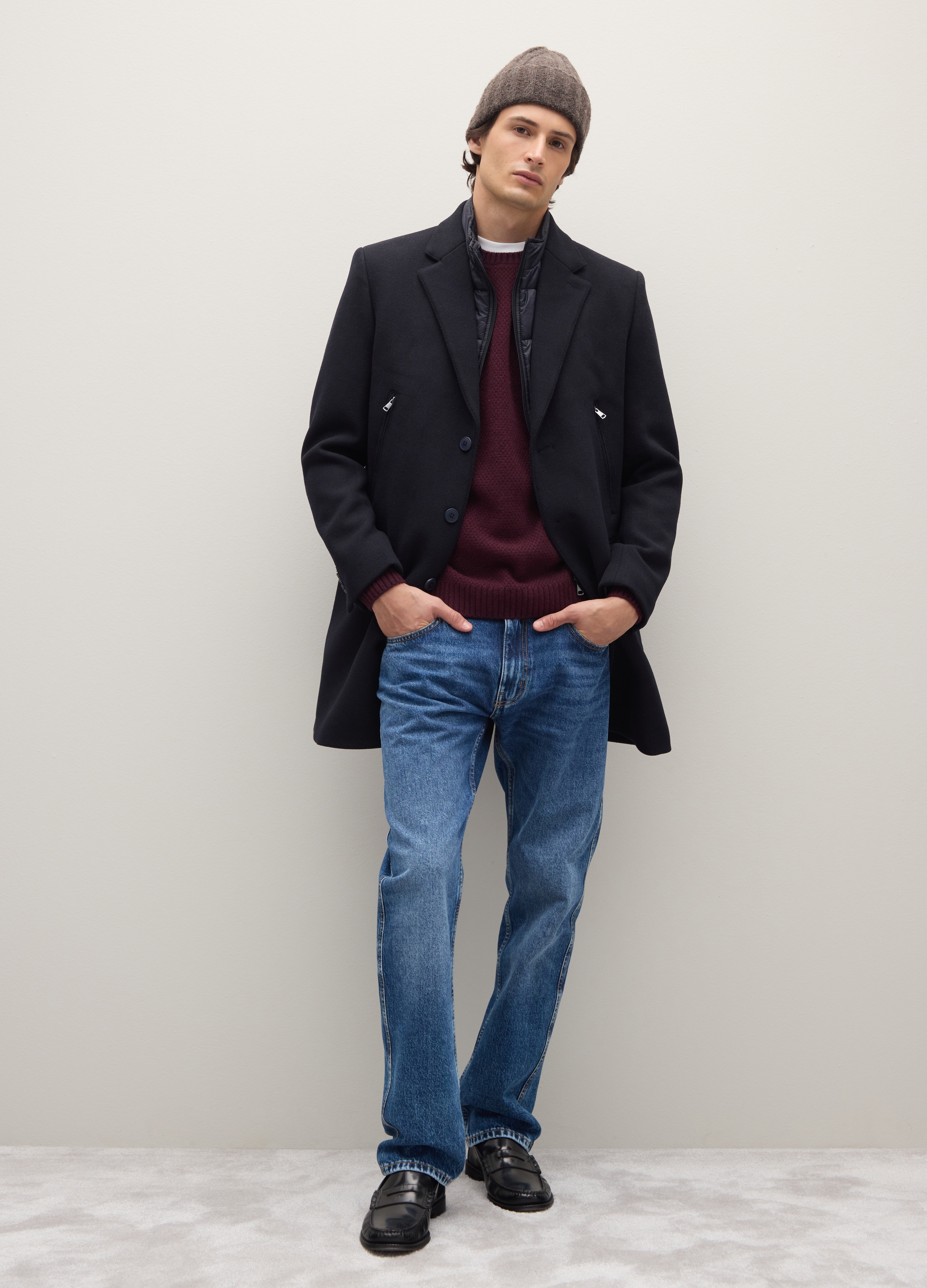 PIOMBO, Cappotto Chesterfield Nero Regular Fit, Uomo, Nero, Taglia: 56