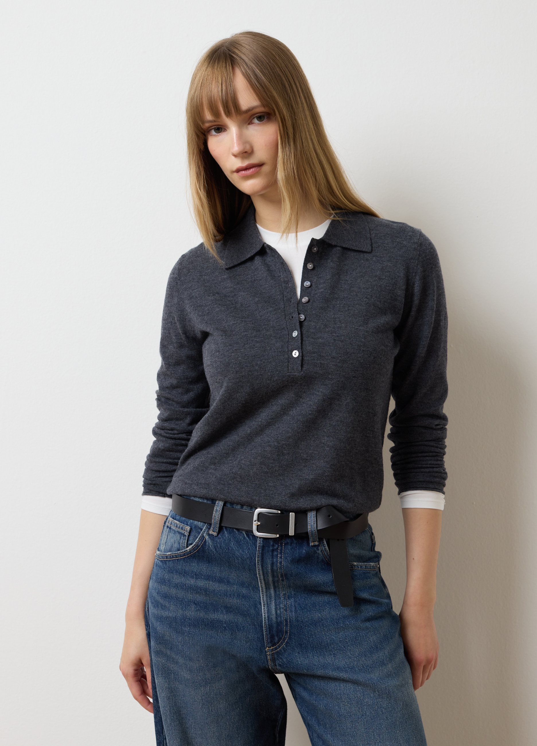 LES COPAINS, Maglione In Pura Lana Grigio Regular Fit, Donna, Grigio, Taglia: S