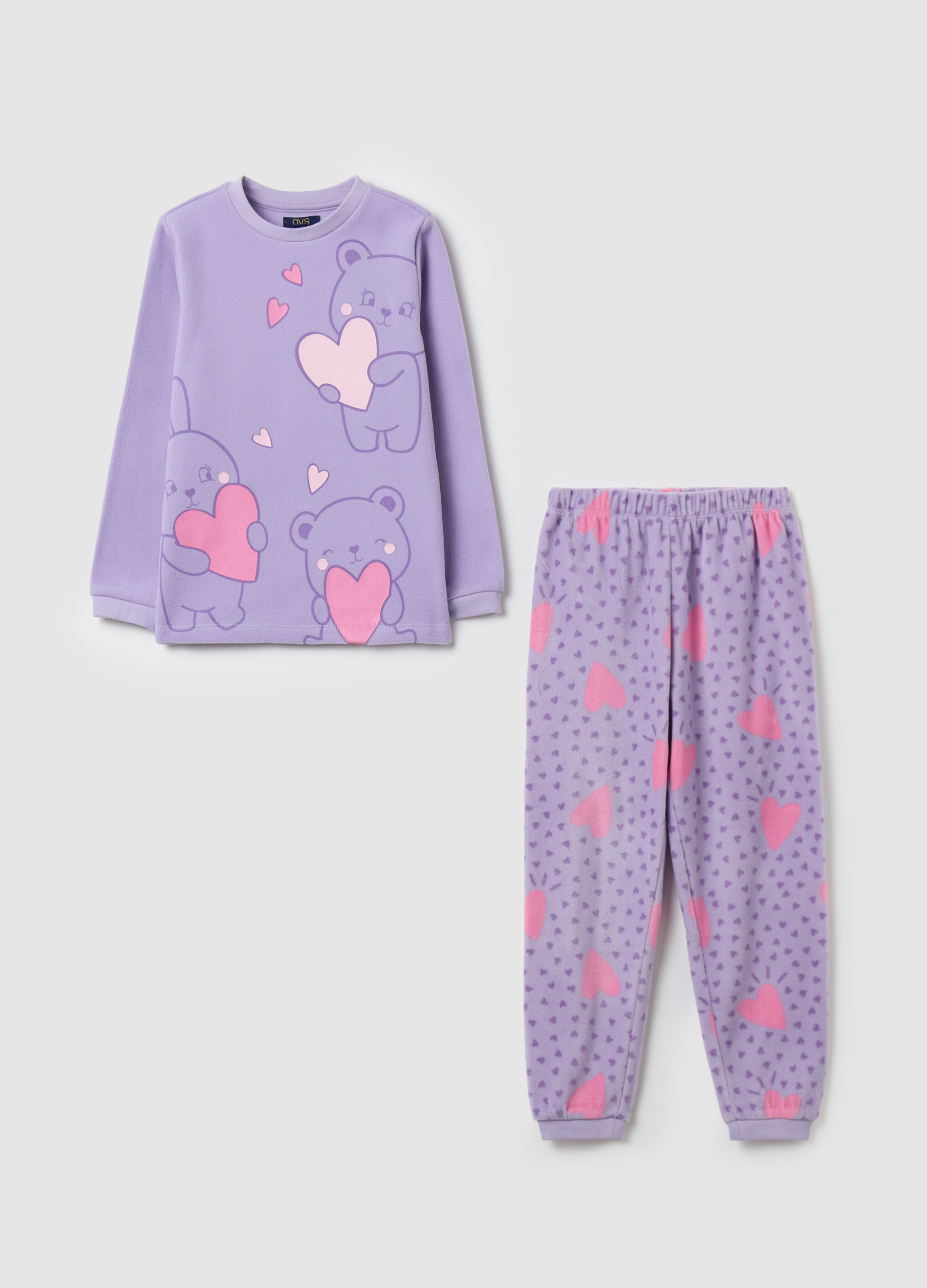 OVS KIDS, Pijama De Tejido Polar Con Estampado Oso Y Corazones, Niña, Lila, Talla: 5-6