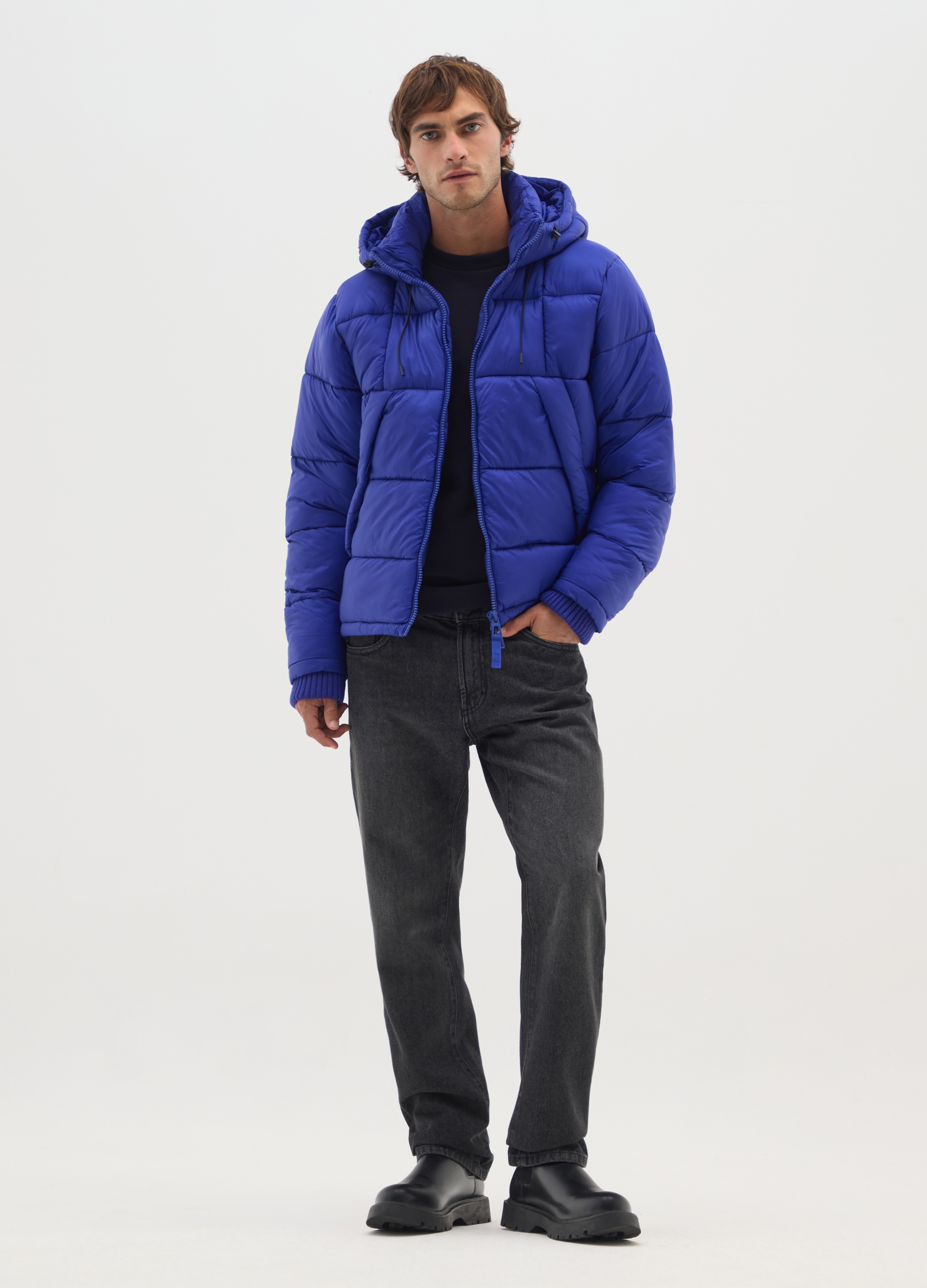 OVS, Chaqueta Iconic Puffer Azul Eléctrico Con Capucha Desmontable, Hombre, Azul eléctrico, Talla: XXL